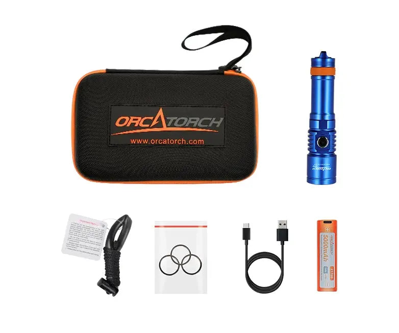 Orcatorch D710 Professional Dive Torch - 3000 Lumens Ultra Bright Underwater Flashlight for Scuba Diving, Snorkeling, Night Fishing & Emergency Use