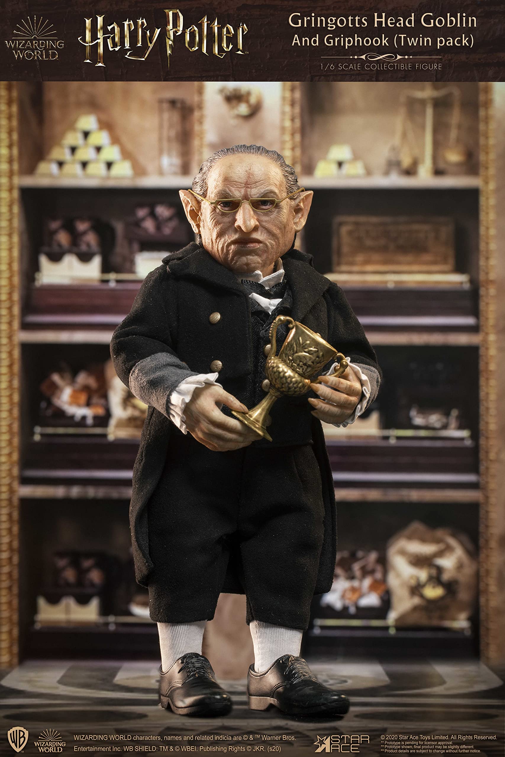 Star Ace Toys Harry Potter & The Sorcerer's Stone: Gringotts Head Goblin 1:6 Scale Action Figure Twin Pack - Collectible Movie Character Figurine Set for Display & Fantasy Role Play | Perfect Gift for Potter Fans & Collectors