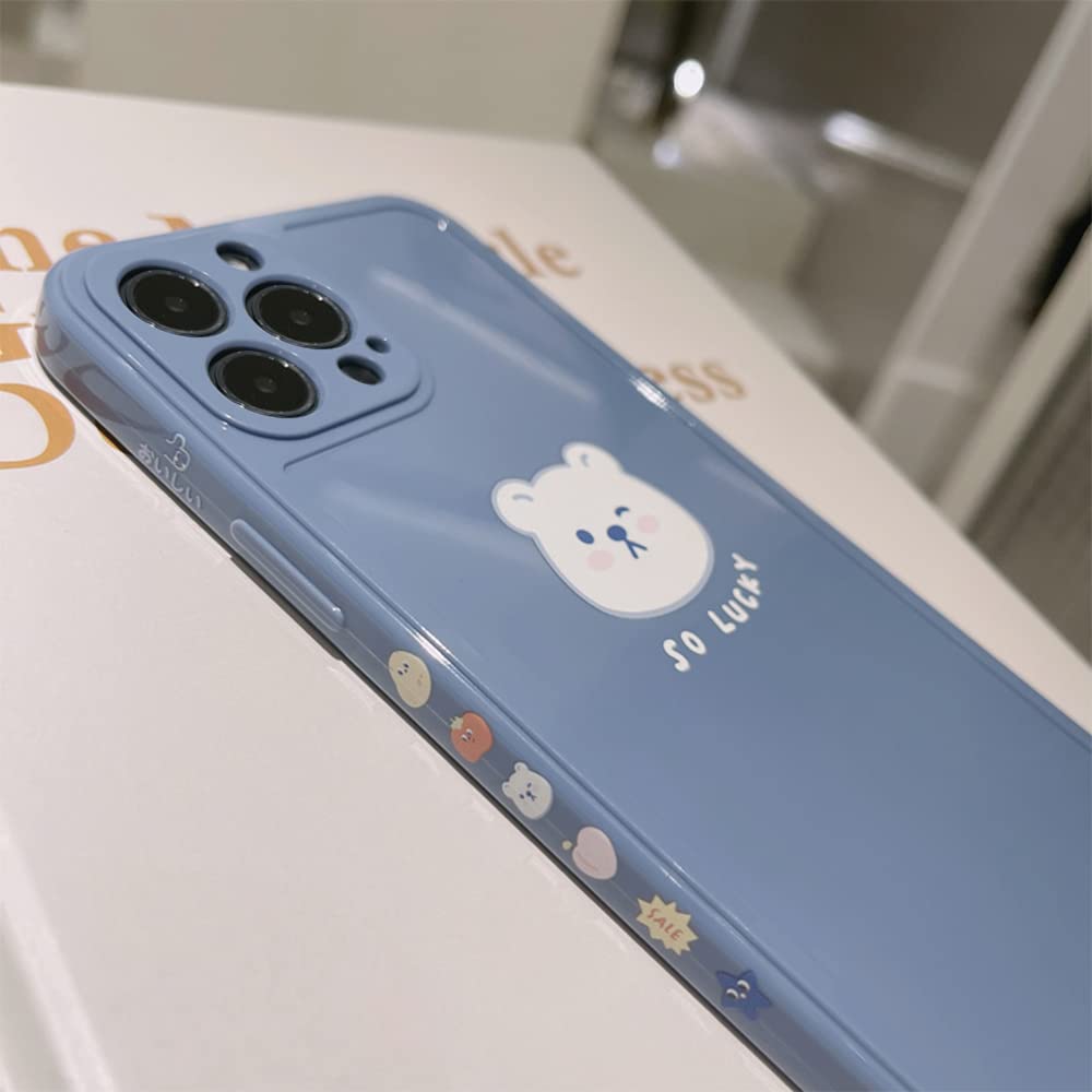 Ownest Cute Painted White Luck Bear TPU Case for iPhone 13 Pro Max - Slim Soft Flexible Protective Cover for Women & Girls - Perfect for Daily Use, Work & School