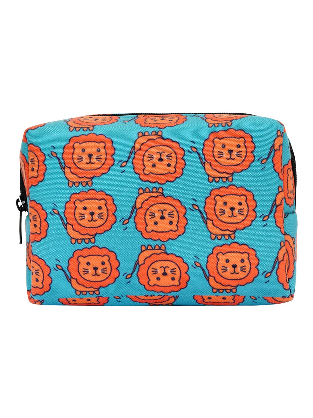 Crazyify Lion Print Makeup Bag for Women - Waterproof Canvas Cosmetic Pouch with Zipper, Travel Toiletry Organizer for Makeup Brushes, Lipsticks & Skincare - Perfect for Travel, Gym & Daily Use