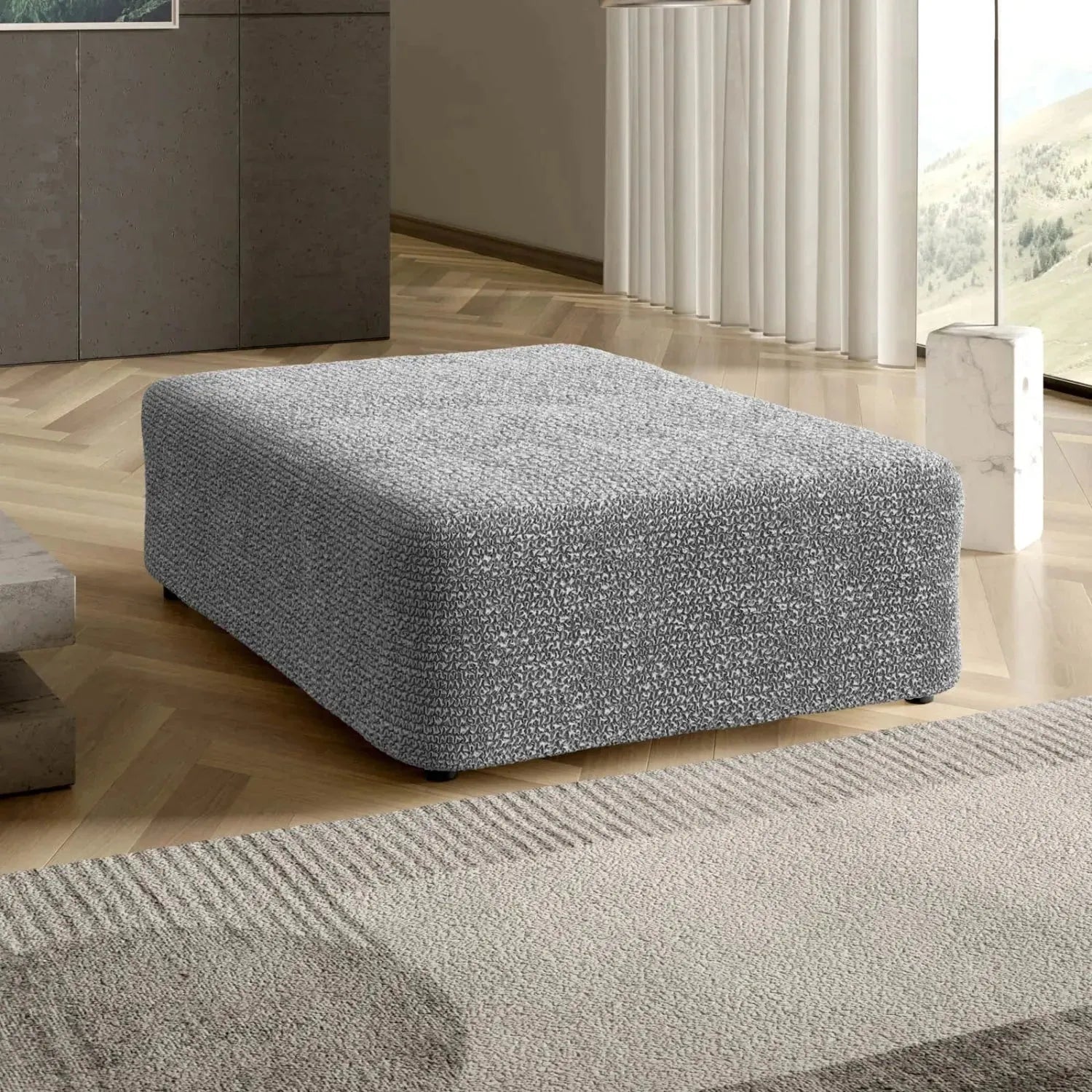 Large Ottoman Slipcover - Microfiber Collection for Living Room, Bedroom & Home Decor | Washable & Durable Furniture Cover