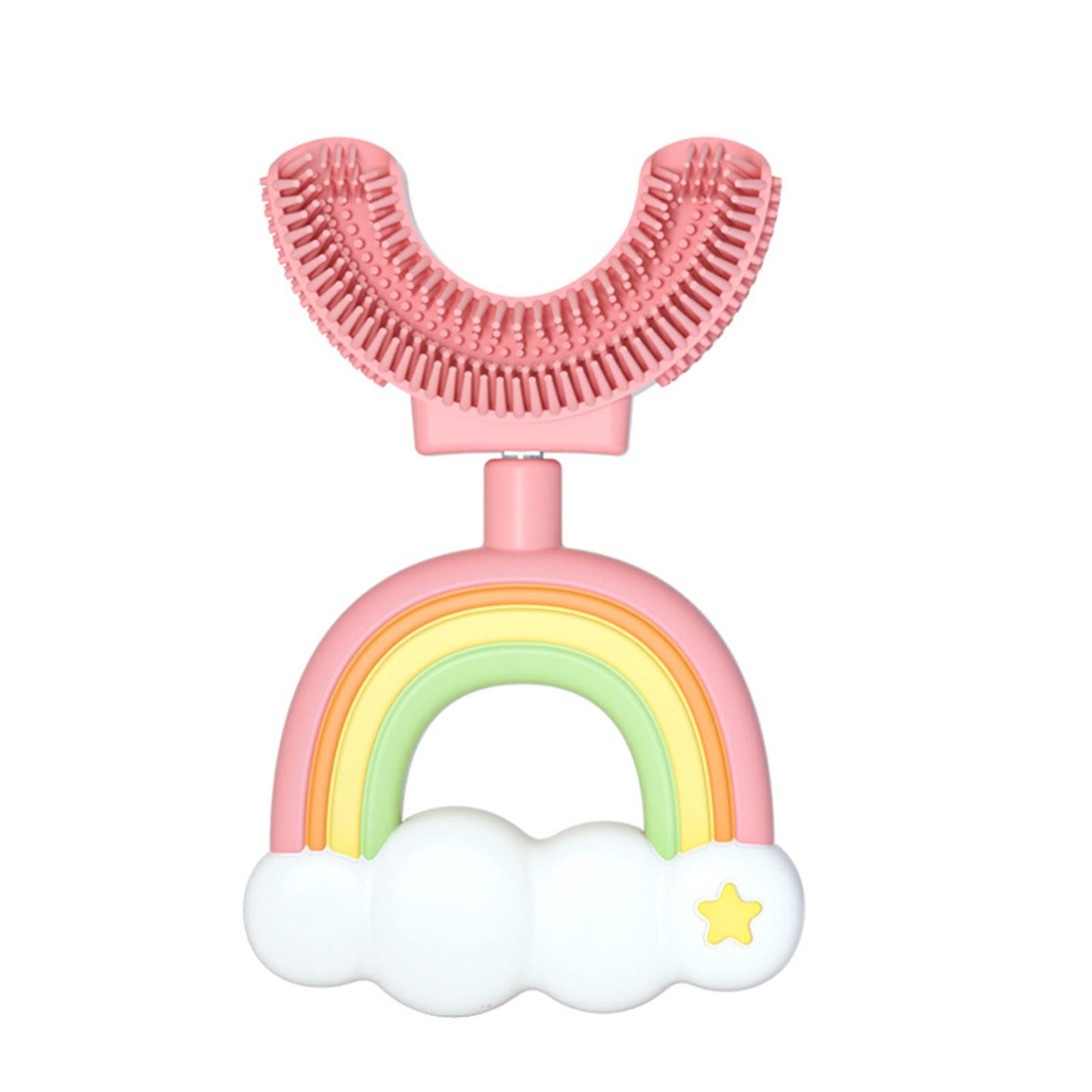 Rainbow Silicone Baby Toothbrush for Kids 2-4 Years - Soft Bristle Brush with Massage Head for Gentle Teeth Cleaning - Fun Cloud-Shaped Design for Toddler Oral Care - Perfect for Home, Travel & Daycare Use