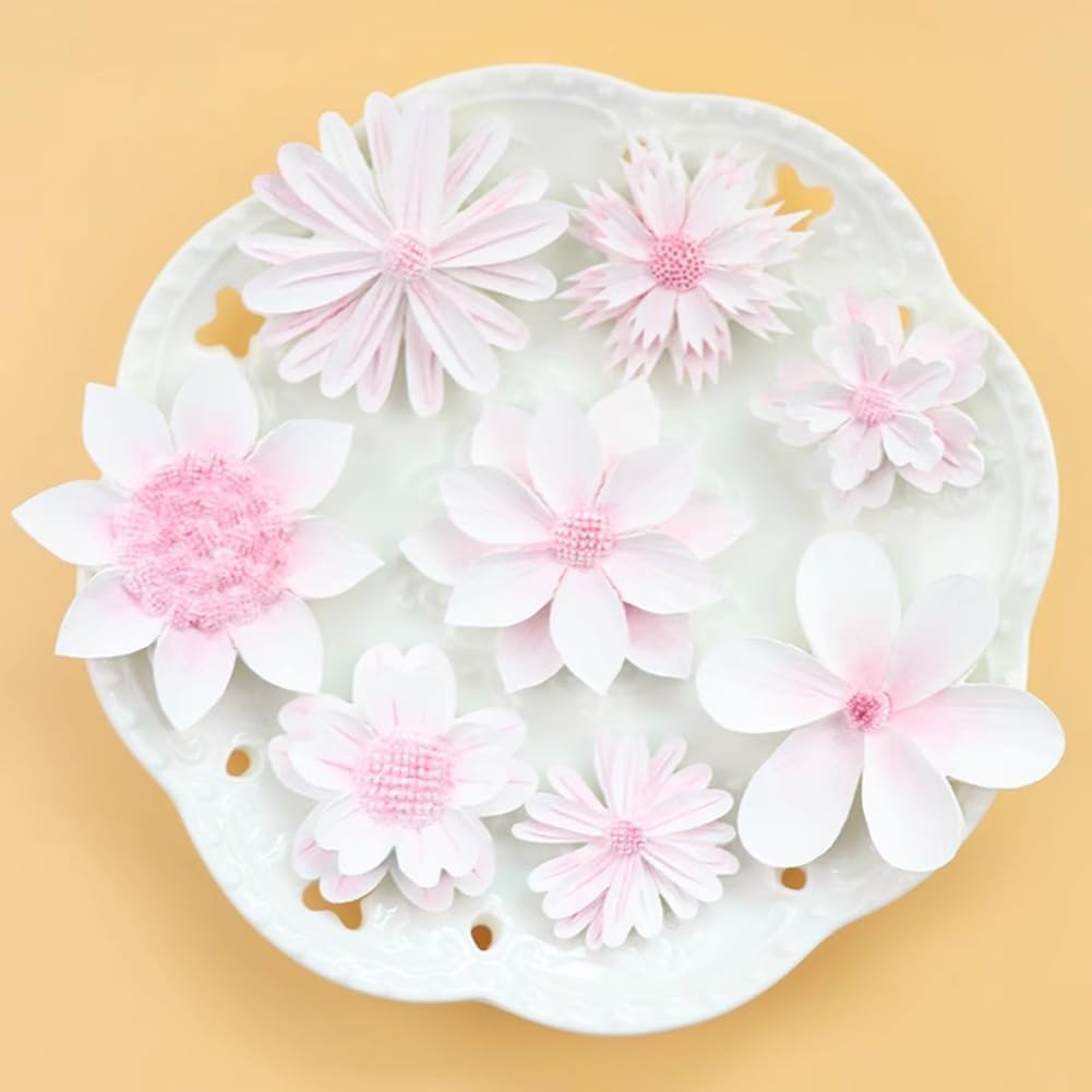 LEGACYCART 4-Cavity Silicone Fondant Molds - Daffodil, Lily, Periwinkle, Buttercup & Jasmine Flower Shapes for Chocolate, Cookies, Cupcakes, Cakes, Candy, Gummy, Jelly, Resin & Polymer Clay Art - Perfect for Baking, Candy Making & DIY Crafts