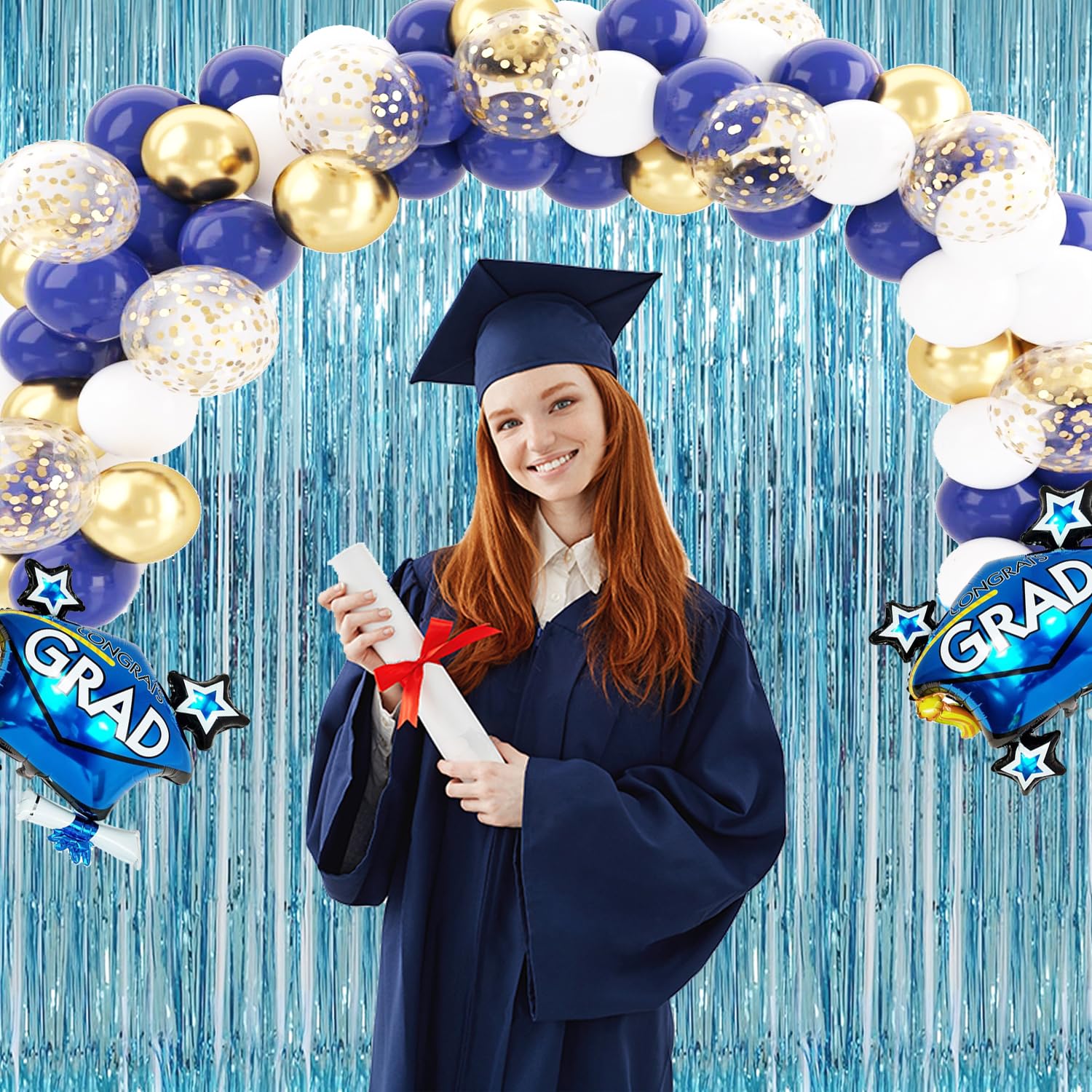 2PC Teal Blue Streamers Party Decorations - Blue Tinsel Foil Fringe Backdrop for Birthday, Frozen, Under The Sea, Ocean, Bachelorette & Easter Party Decor - Perfect for Doorways, Walls & Photo Booths