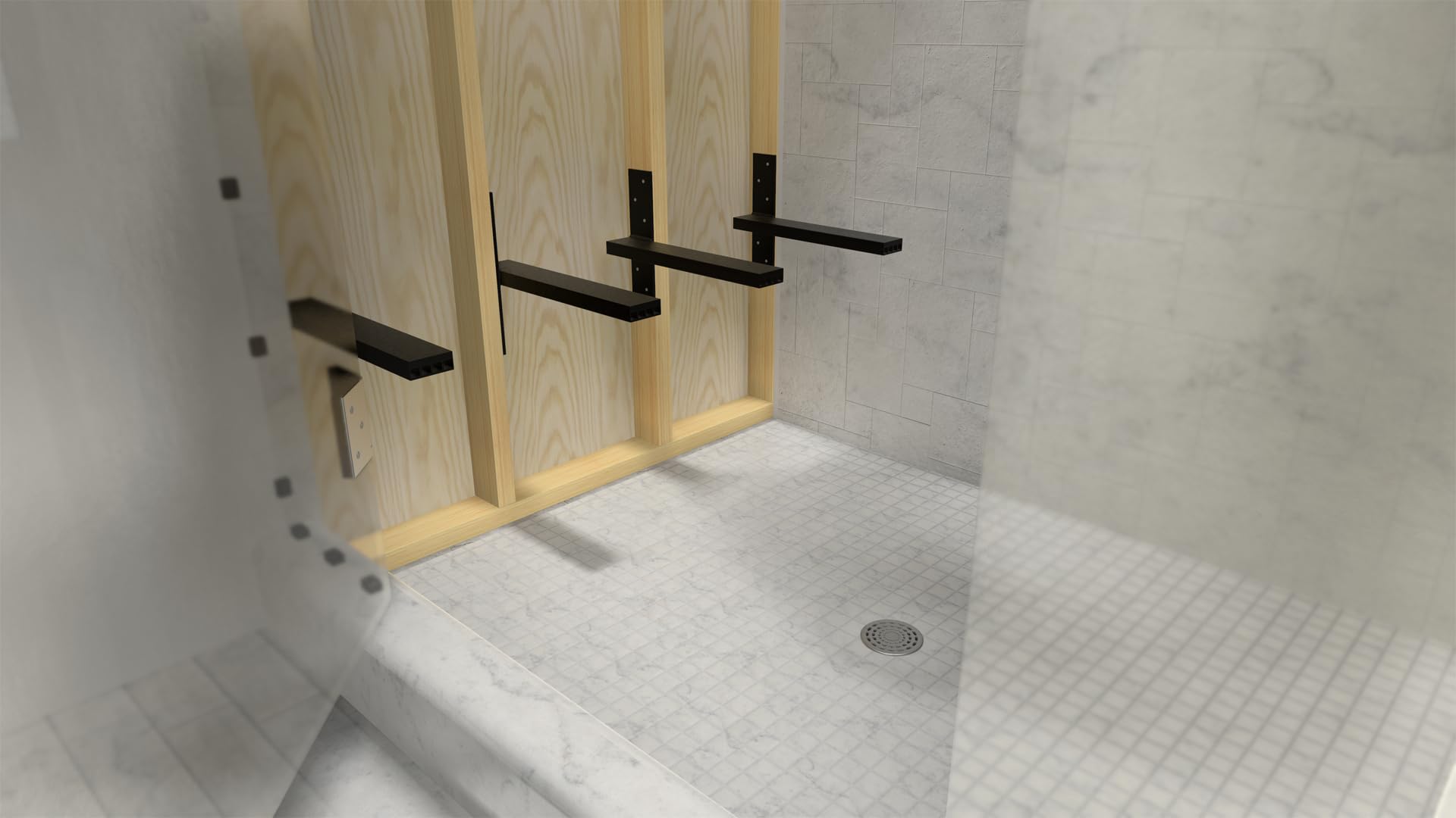 14 Inch Granite Shower Bench Bracket – Heavy Duty Bathroom Seat Support for Space Saving & Luxurious Feel – Durable Shower Accessory for Spa-Like Bathroom Décor (1 Count) – Perfect for Small Bathrooms & Walk-In Showers