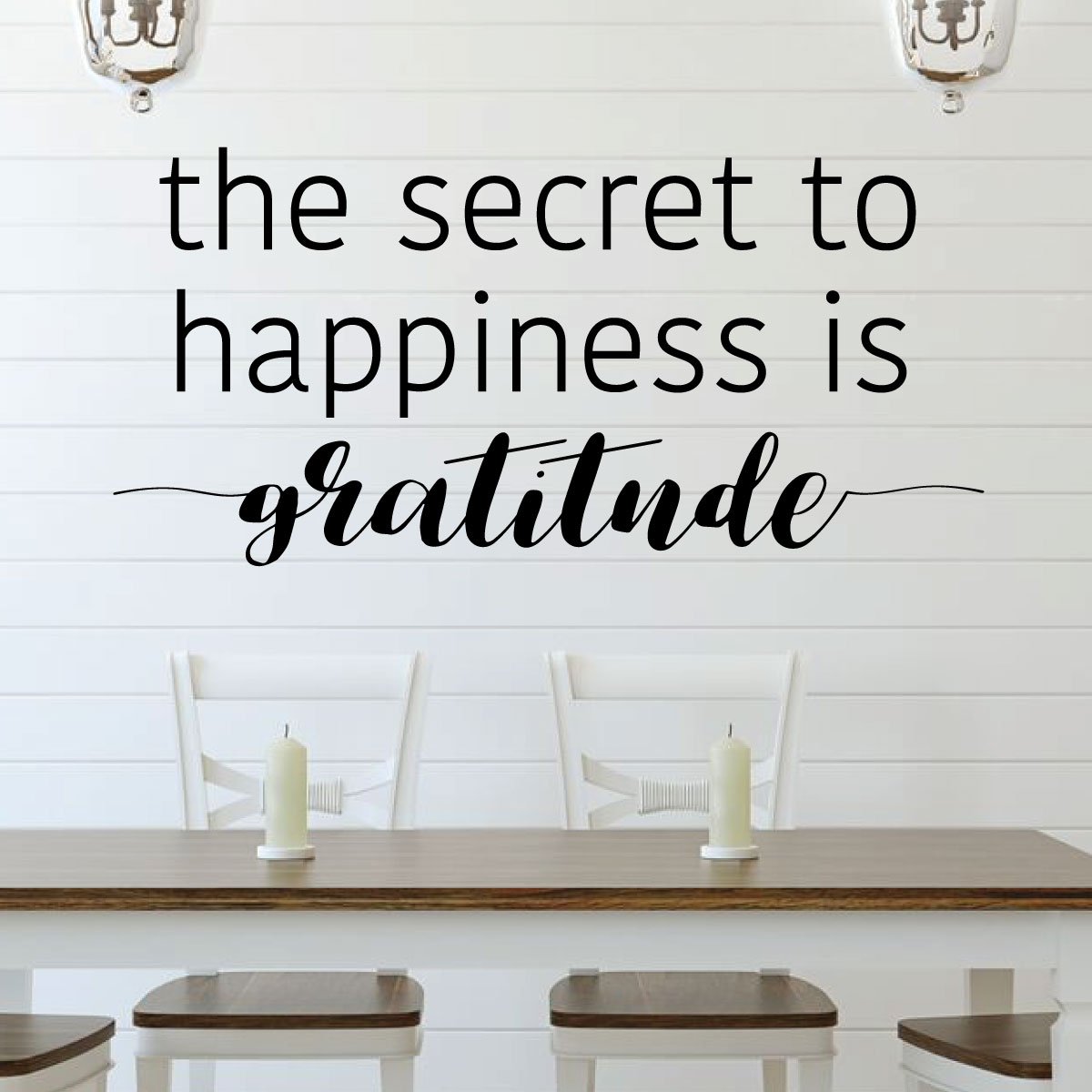 Family Wall Decal - The Secret To Happiness Is Gratitude - Removable Vinyl Art Sticker for Living Room, Bedroom, Nursery & Home Decor | Perfect for Housewarming Gifts & Wall Art Inspiration