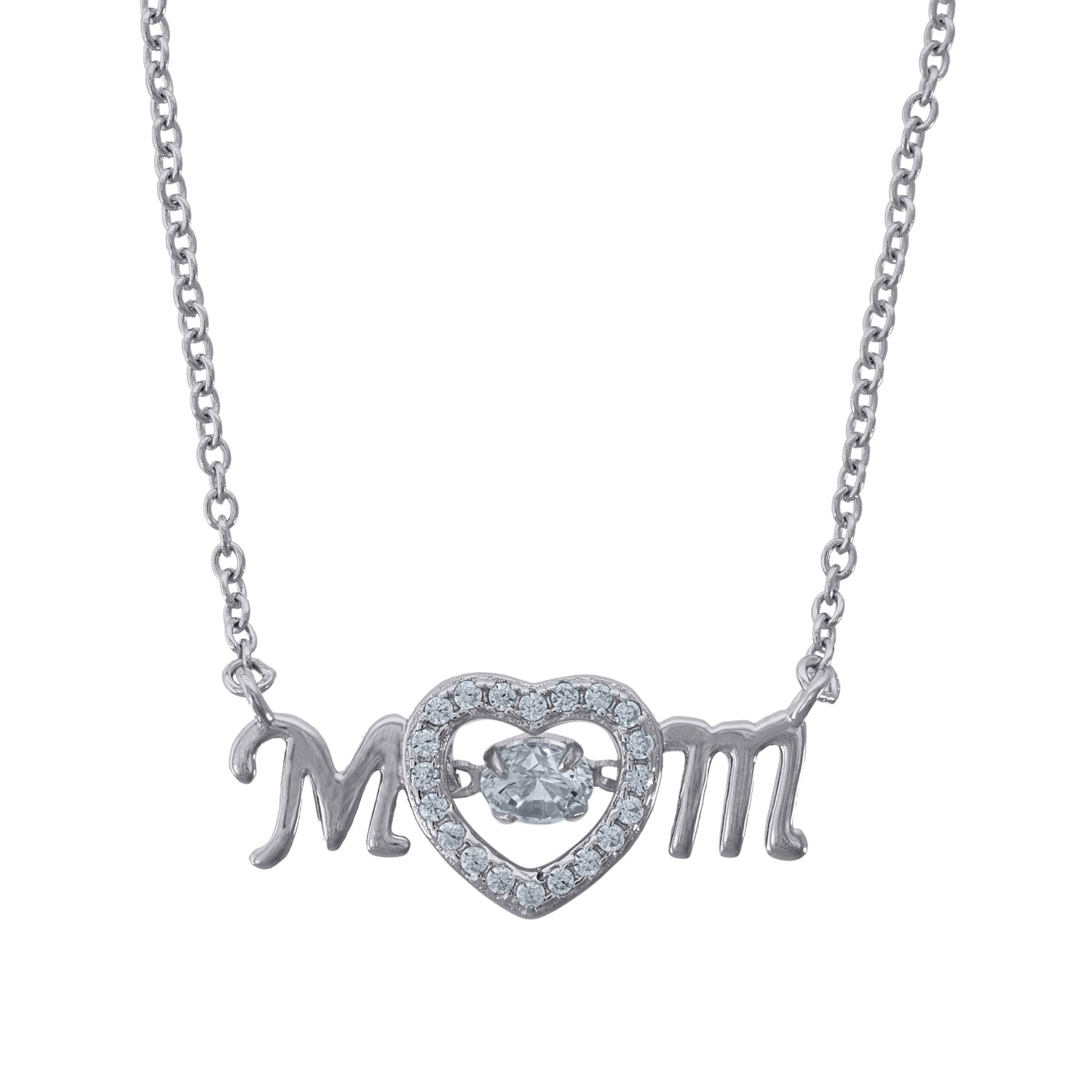 925 Sterling Silver Sparkling Moving Cubic Zirconia Heart Necklace for Women - Perfect Gift for Mom, Valentine's Day & Anniversary Jewelry - Elegant Everyday Wear & Special Occasions