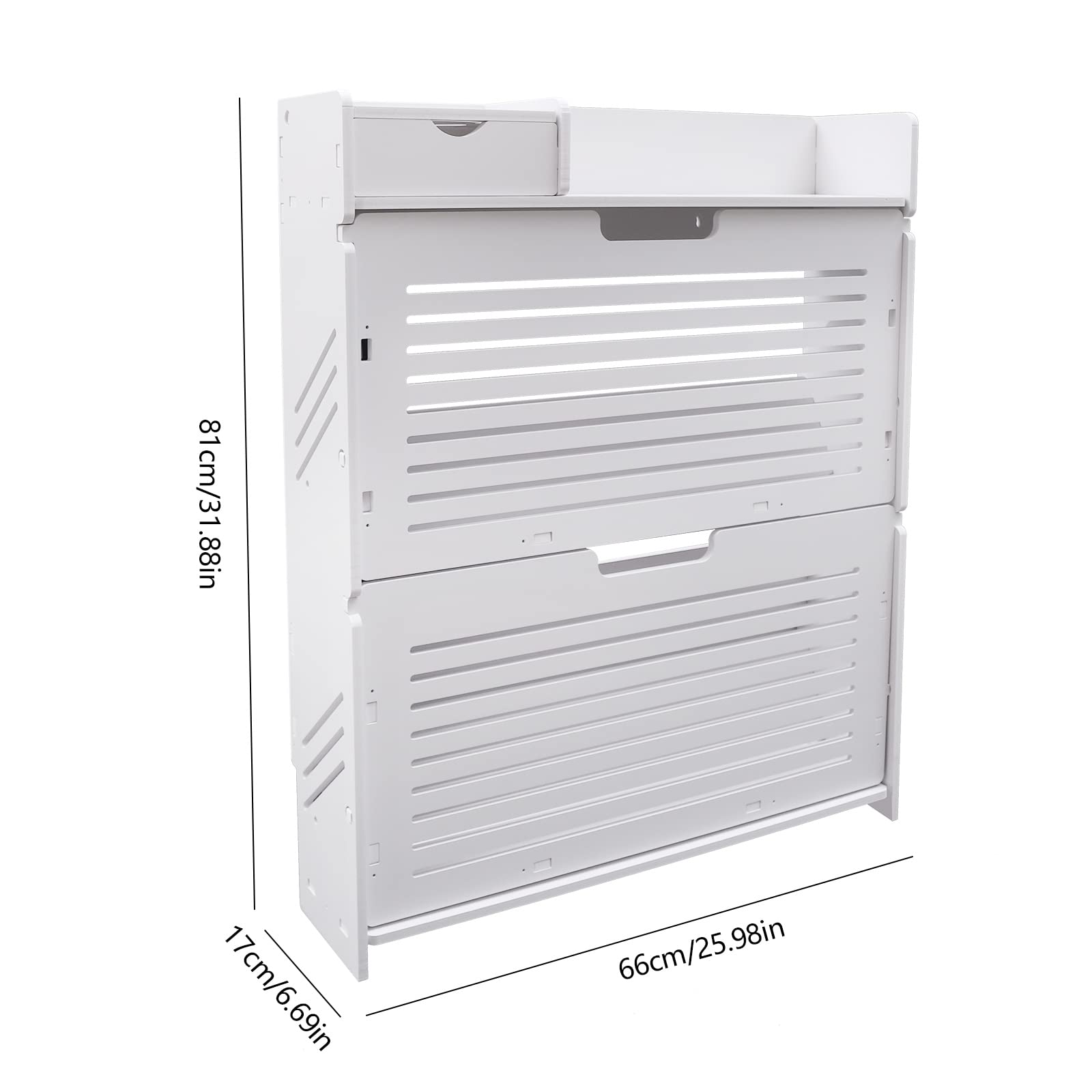2 Tier Shoe Cabinet for Entryway - Modern Freestanding Shoe Rack Storage Organizer with Adjustable Shelves, White - Perfect for Small Spaces, Hallway, Closet & Apartment Organization