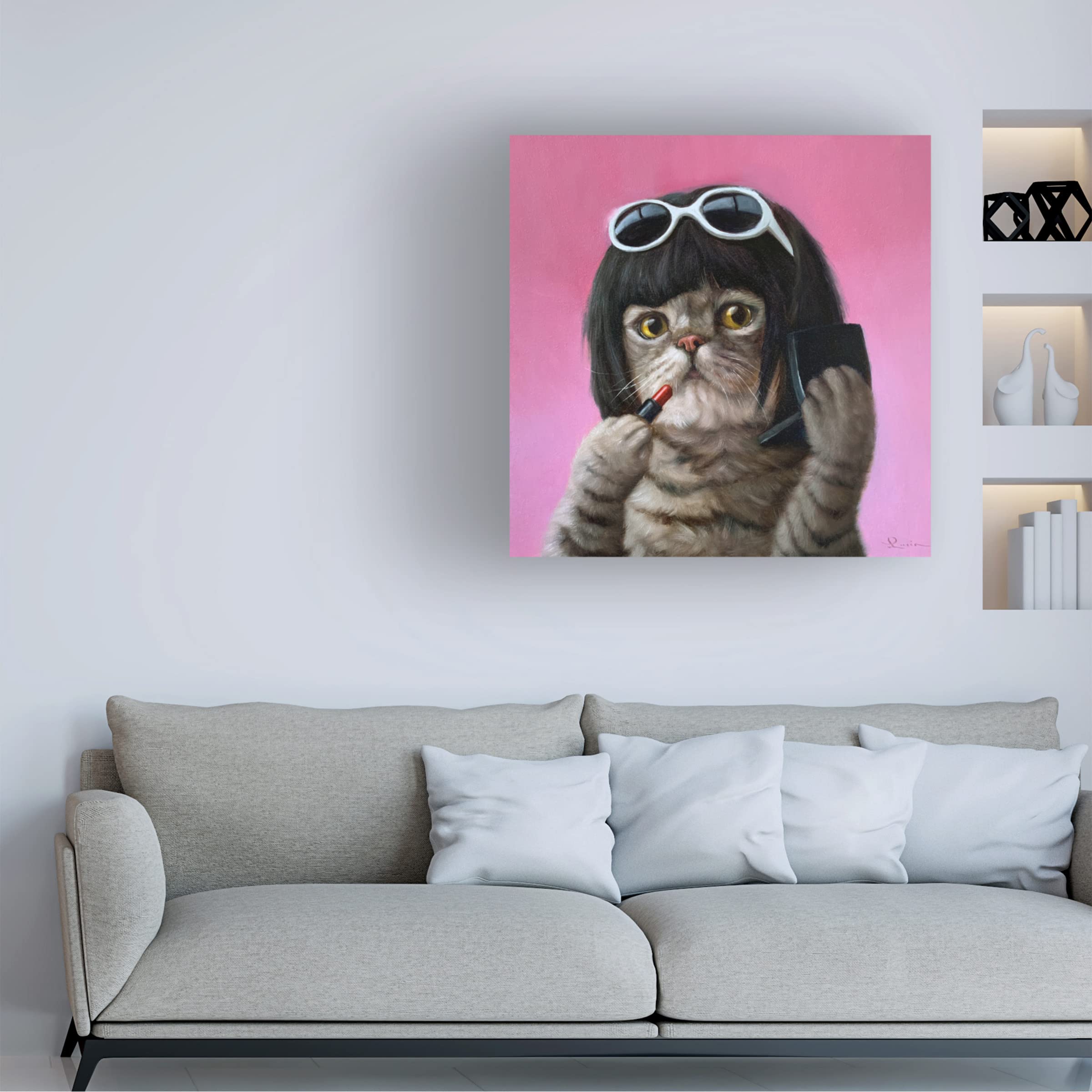 Lucia Heffernan 'Bob Cat' Canvas Art Print - Whimsical Animal Wall Decor for Living Room, Bedroom & Office - Trademark Fine Art Collection