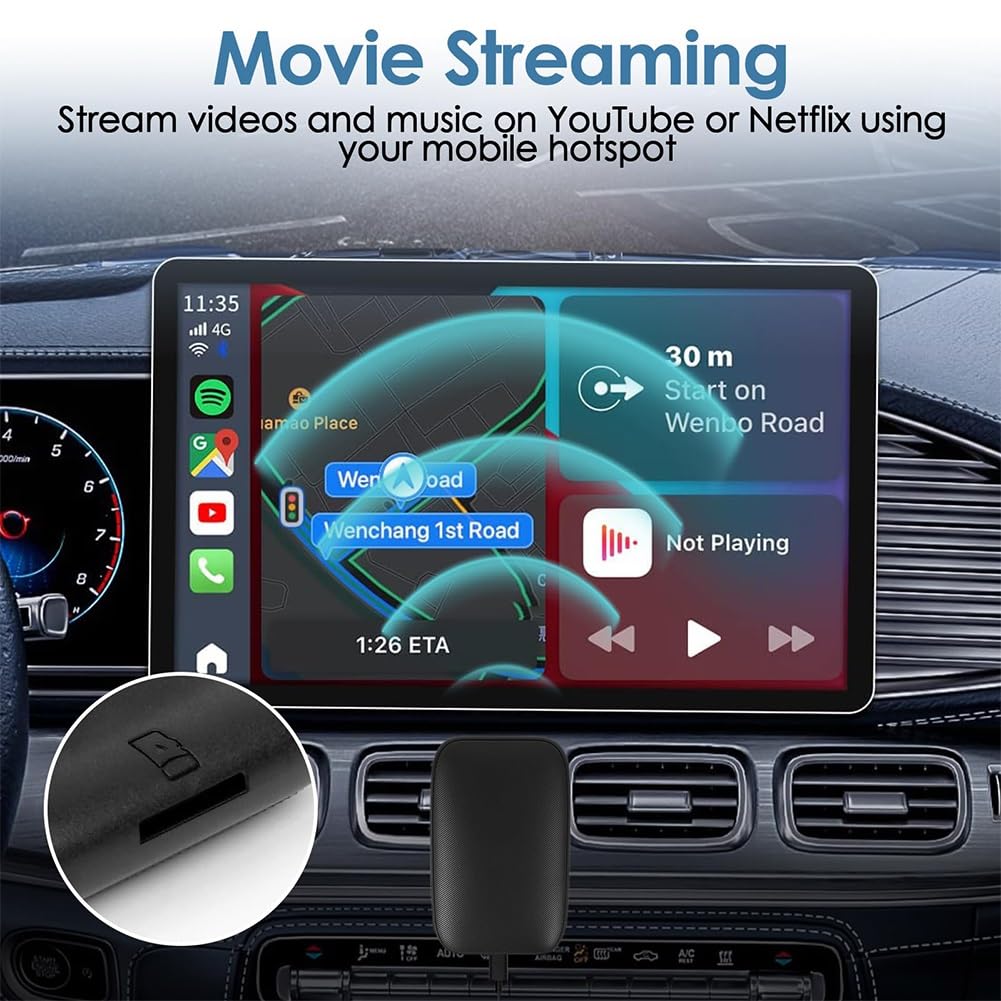 DRIVEPLEX PRO Wireless CarPlay Adapter for iPhone & Android - 2+8GB AI Box with Netflix, YouTube & Gmail Support | Seamless Wireless CarPlay & Android Auto Connectivity | Perfect for Commuting, Road Trips & In-Car Entertainment