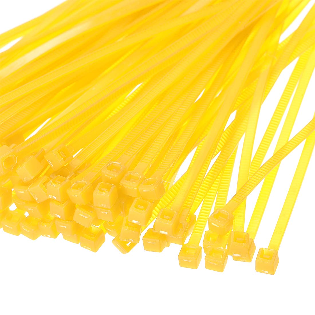uxcell 4-Inch Nylon Self-Locking Cable Ties - 0.09 Inch Width, Yellow (500 Pack) - Heavy Duty Zip Ties for Home, Office, and Industrial Organization & Wire Management