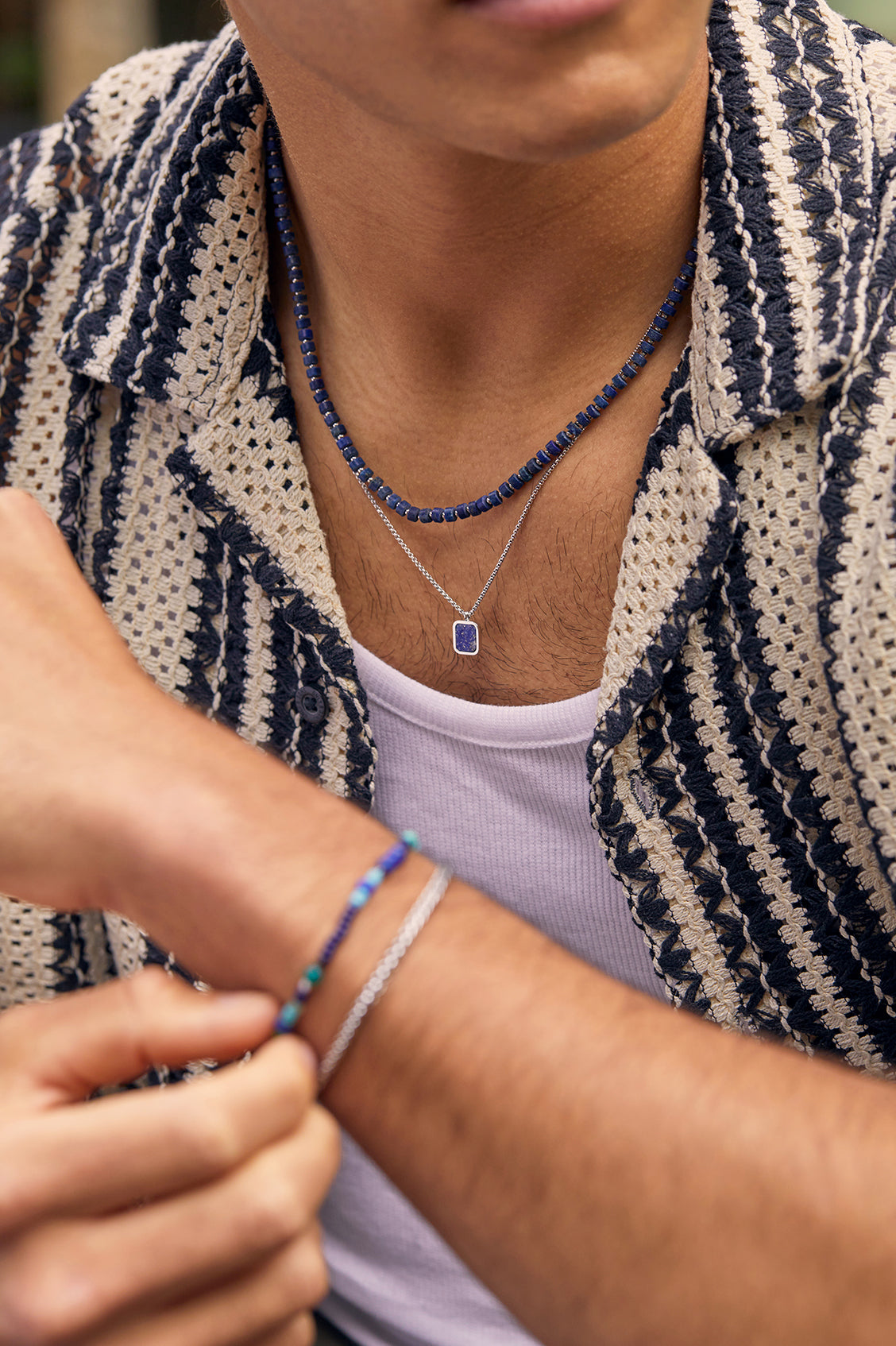 Men's Square Gemstone Pendant Necklace - Sterling Silver or Gold Plated Gemstone Jewelry for Men - Perfect for Gifts, Weddings, and Formal Occasions