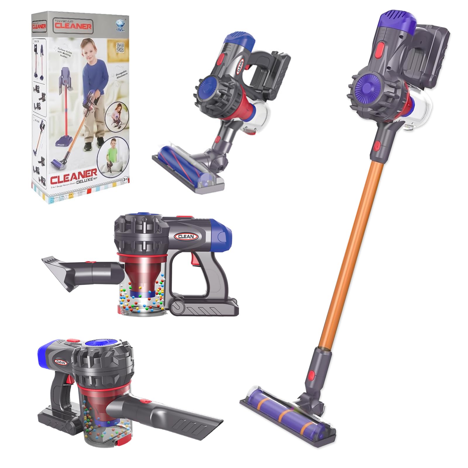 **Kids Cleaning Toy Set - 4-in-1 Cordless Vacuum That Really Works, Interactive Role-Play Toy for Children Aged 3+ | Officially Licensed by Joyanksd | Perfect for Pretend Play & Early Learning at Home**
