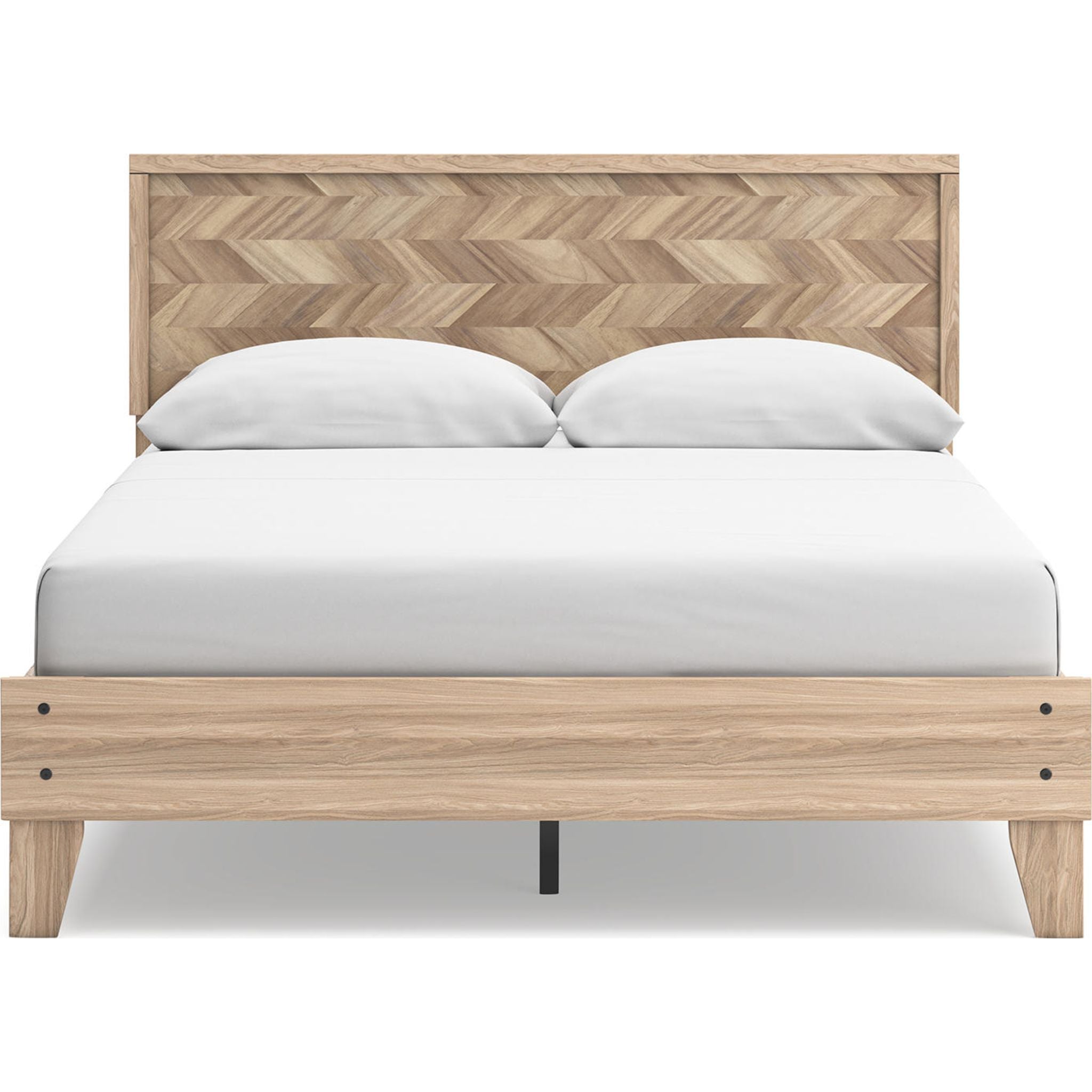 Battelle Queen Platform Bed Frame with Headboard - Tan Brown Wooden Bed Frame for Bedroom, Modern Minimalist Design, Sturdy & Noise-Free, Perfect for Small Spaces & Guest Rooms