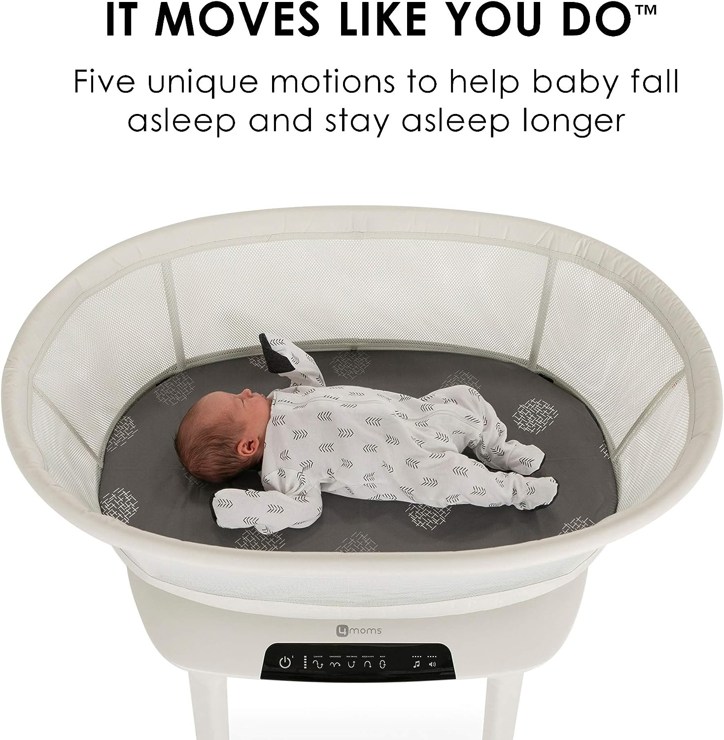 4moms mamaRoo Baby Bassinet - Automatic Rocking Motion for Soothing Sleep, Portable Infant Bed with 5 Unique Motions & White Noise - Perfect for Nursery, Travel & Daycare Use