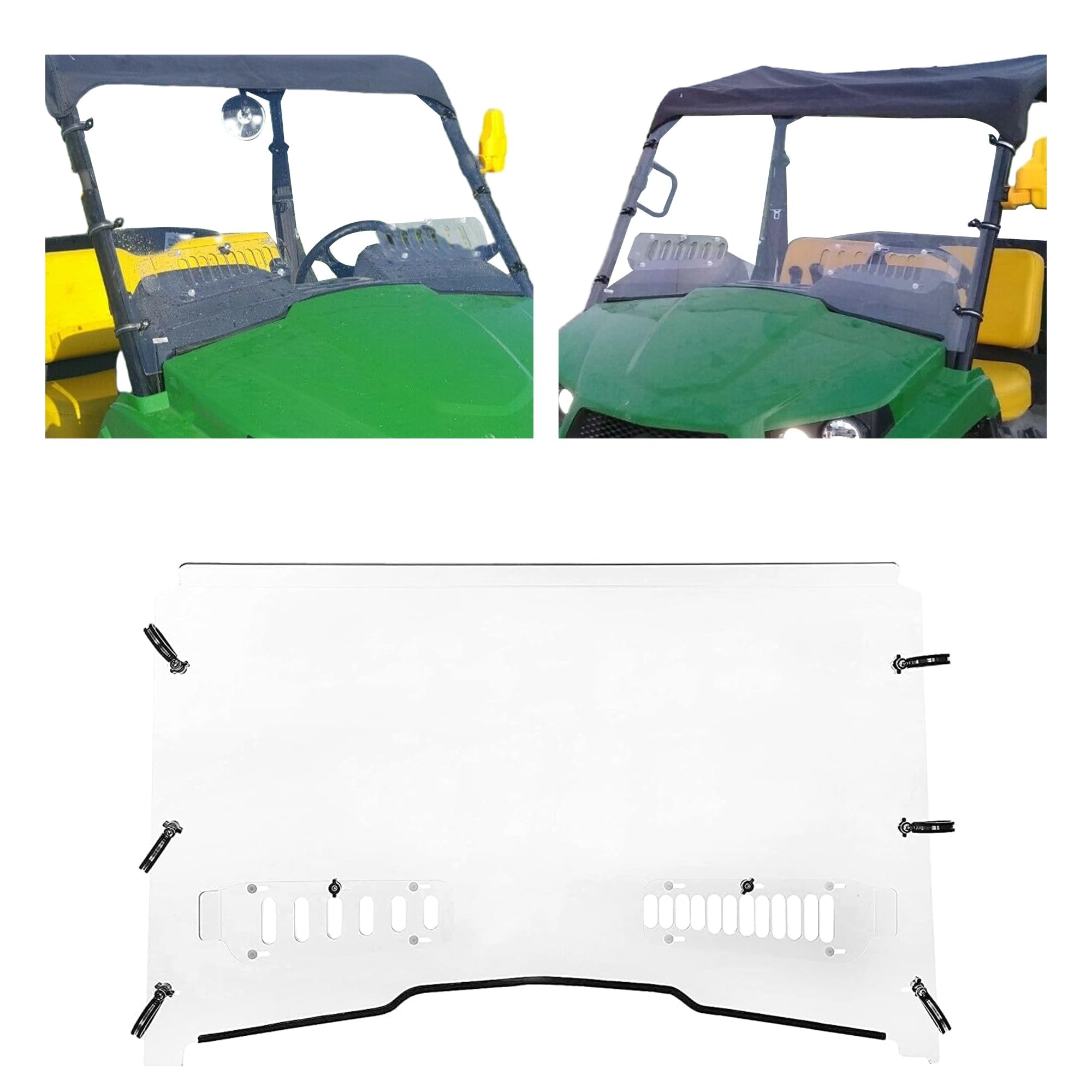 Heavy Duty Clear Scratch Resistant Vented Windshield for 2012+ John Deere Gator RSX 850i 860i XUV 550 560 560E 590i 590m 590E - ECOTRIC Full Windshield - Perfect for Off-Roading, Hunting & Farm Work
