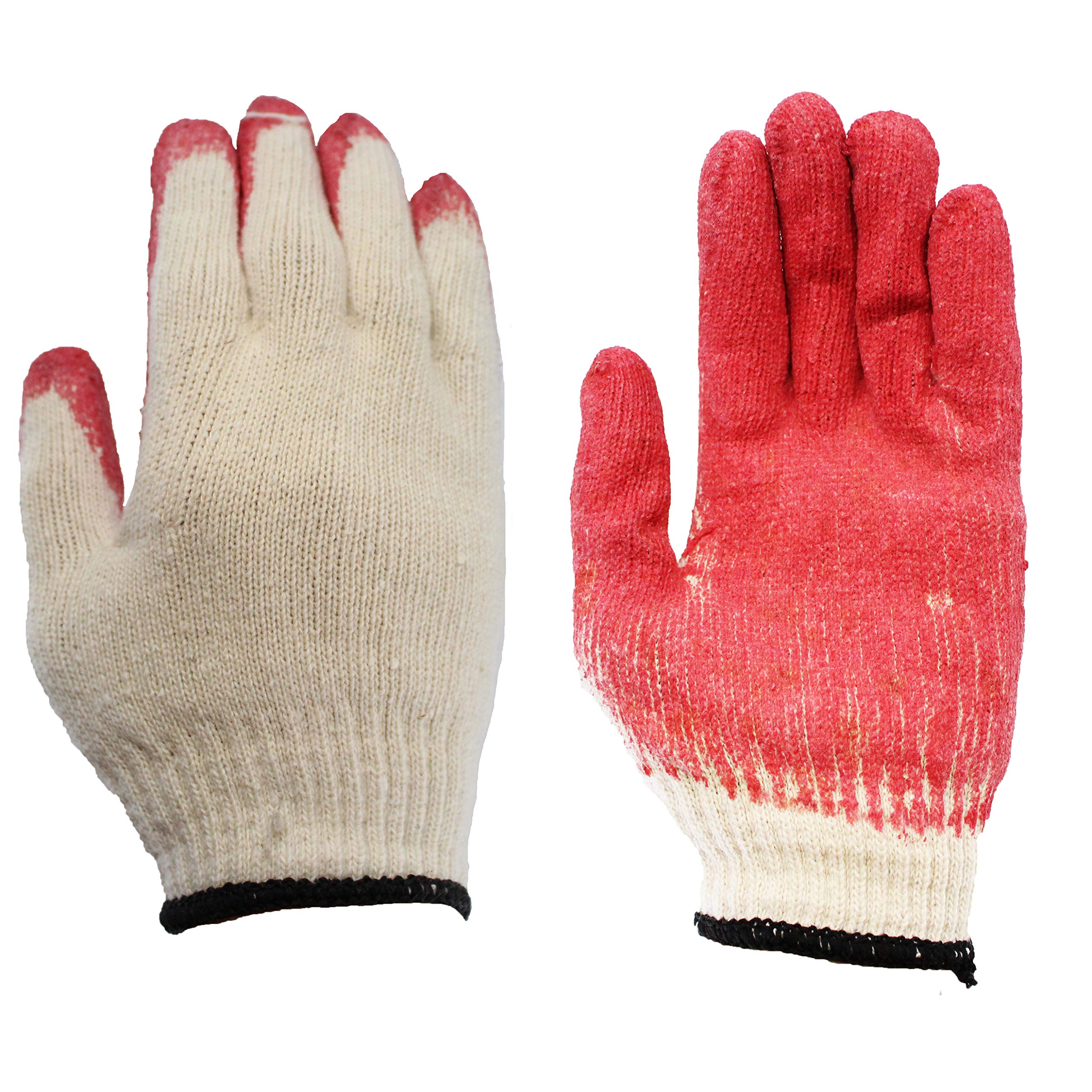 Heavy Duty Red Latex Dipped Knit Work Gloves - 96 Pack (192 Pairs) - Durable & Comfortable for Construction, Gardening, and Warehouse Work