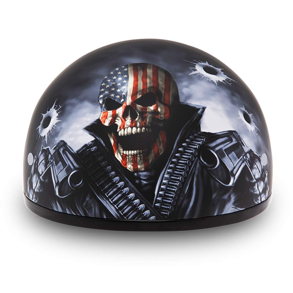 Daytona Half Skull Cap Motorcycle Helmet - DOT Approved Safety Gear for Men & Women [Multiple Graphics] | Perfect for Cruiser Riders, Urban Commuting and Road Trips