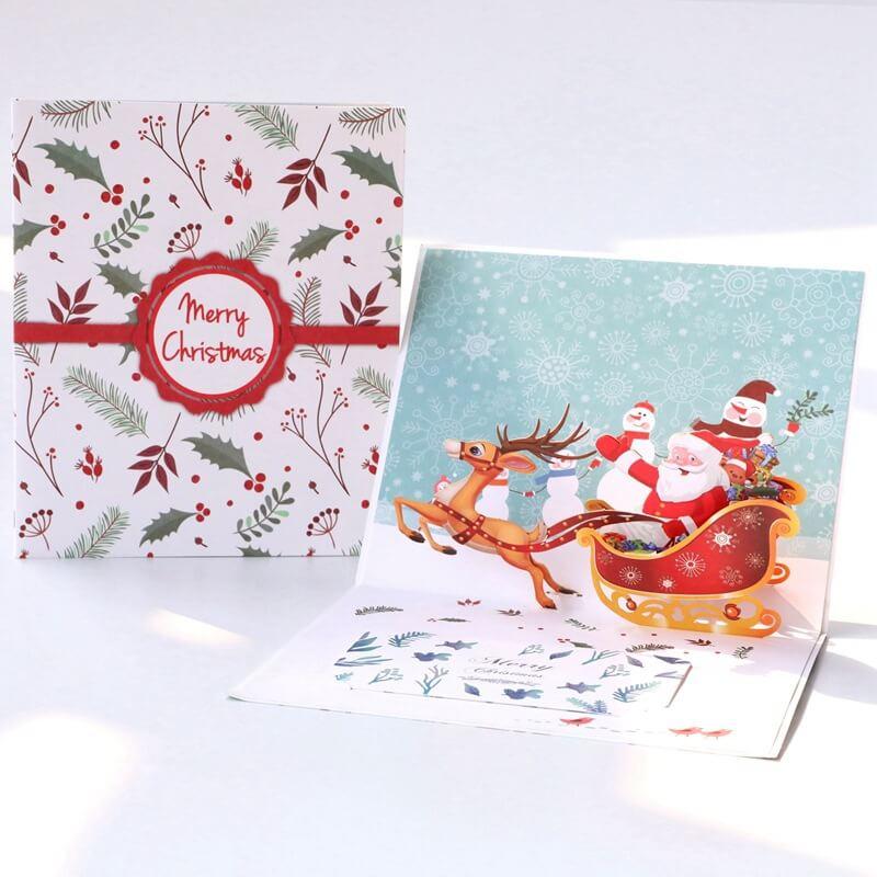 Christmas Greeting Cards with Deer Cart Design - Perfect for Holiday Wishes, Gifts & Home Decor