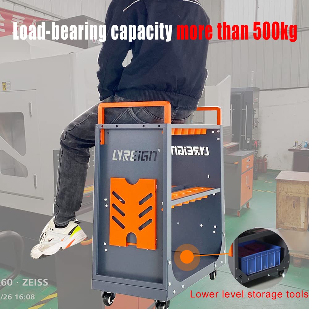 CNX Tool Rack CNC CAT 40 Tool Cart with Wheels - Heavy Duty CNC Tool Storage for Warehouses & Machining Centers (HSK63-40CAP) - Easy to Use for CNC Machine Organization & Workshop Efficiency