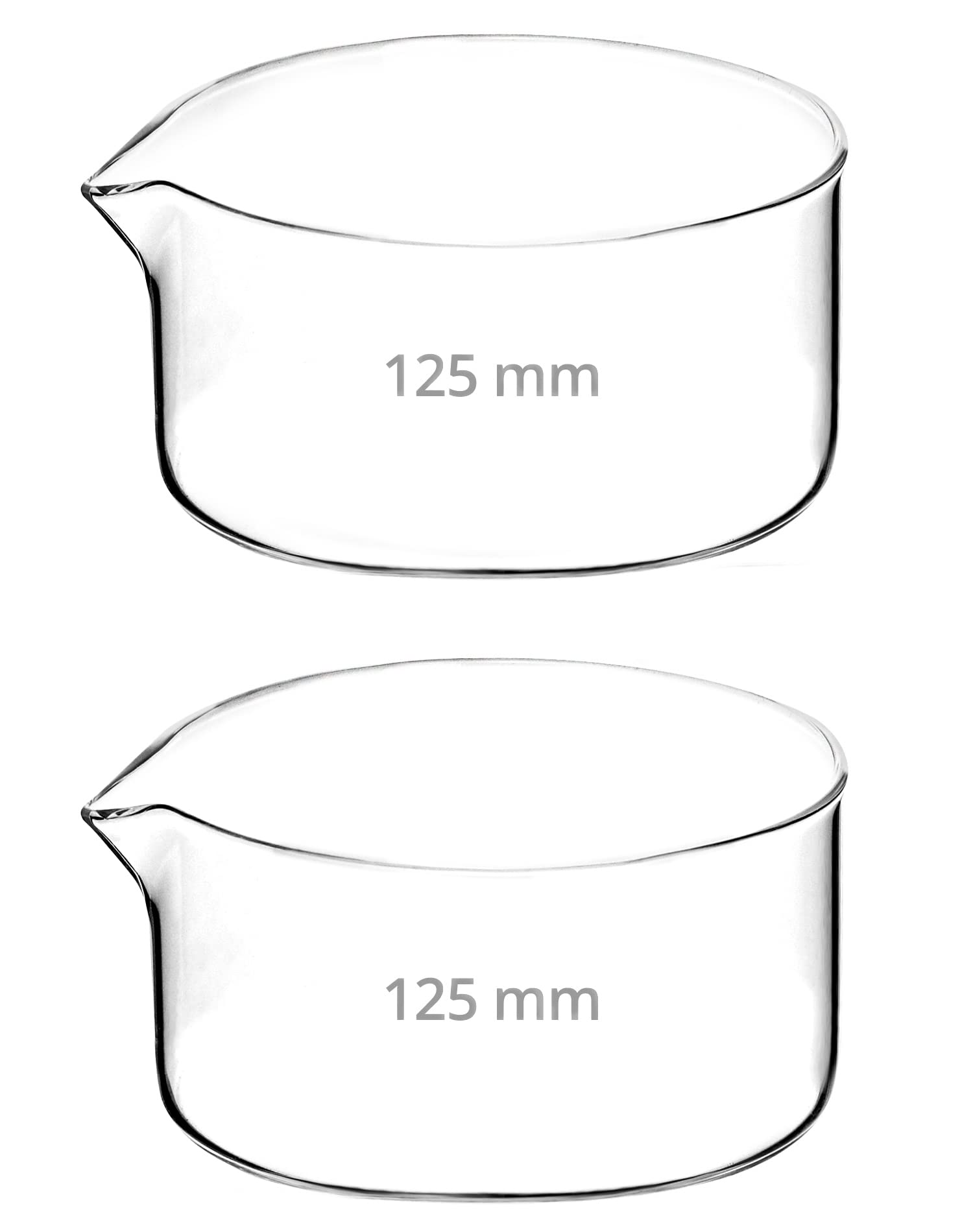 QWORK 500ml Crystallizing Dishes, 2 Pack Borosilicate 3.3 Glass Lab Dishes with Flat Bottom, Spout & Heavy Rim - for Chemistry Experiments, Science Classrooms, Home DIY Projects & Kitchen Use
