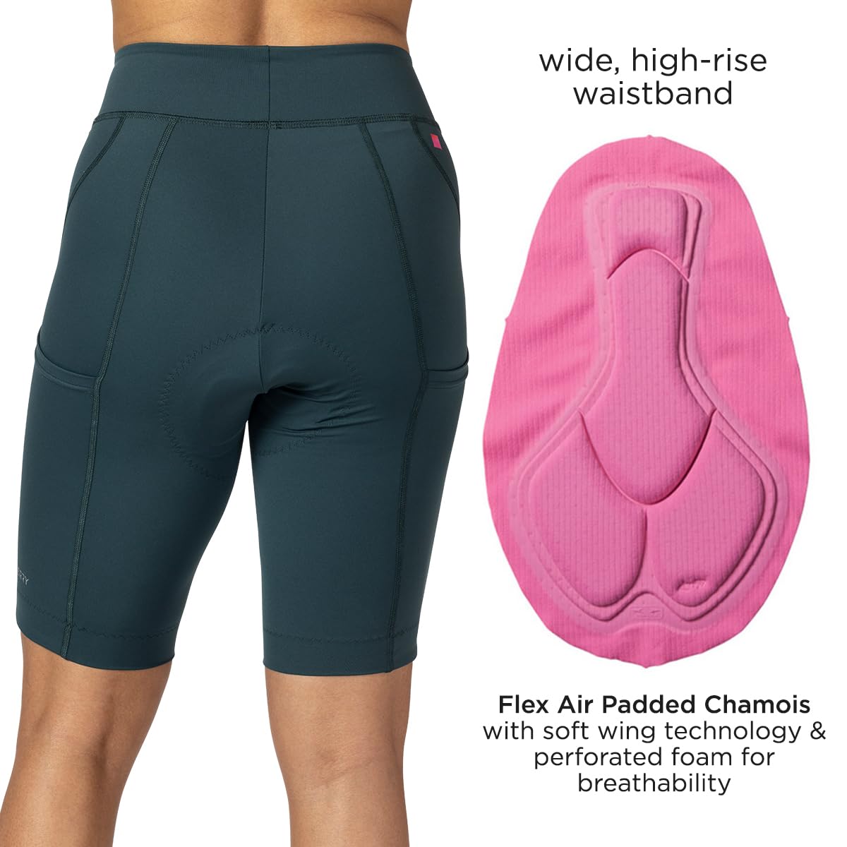 Women's Terry Bike Shorts - 11 Inch Padded Compression Cycling Shorts with UPF 50+ for Touring & Wayfarer | Perfect for Long-Distance Rides, Spin Classes & Outdoor Adventures