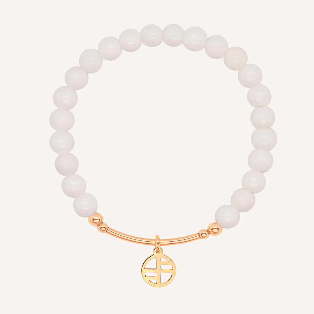 White Agate Charm Bracelet - Stone of Resilience & Protection | Healing Crystal Jewelry for Stress Relief, Meditation & Spiritual Balance