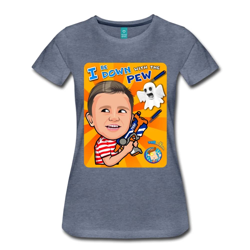Funnel Vision - Down with The Pew Premium Women's Heather Blue T-Shirt 2XL | Soft Cotton Tee for Casual Wear, Street Style & Fan Merchandise
