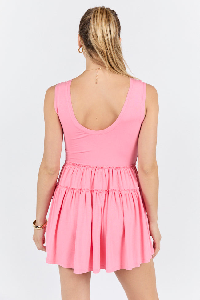 Path To Happiness Pink Knit Tank Romper Dress - Women's Summer Jumpsuit for Beach, Vacation & Casual Wear | On Sale