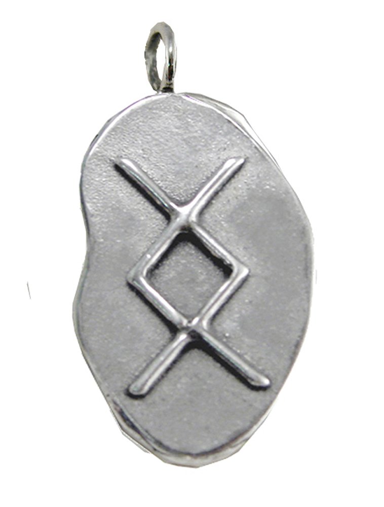 Sterling Silver Inguz Rune Pendant Necklace - Viking Norse Rune Jewelry for Success & Abundance - Perfect for Spiritual Protection, Meditation & Gift Giving