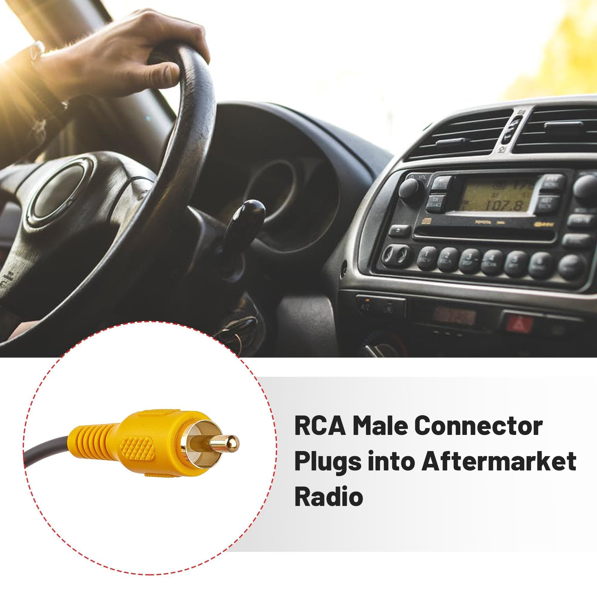 RED WOLF Reverse Camera Retention Wire Harness with RCA Plug - Compatible with 2006-2015 GM GMC Yukon Chevy Suburban - Factory Backup Camera Installation for Aftermarket Radio Stereo RWGM1488 - Perfect for DIY Car Audio Upgrades & Backup Camera Retention