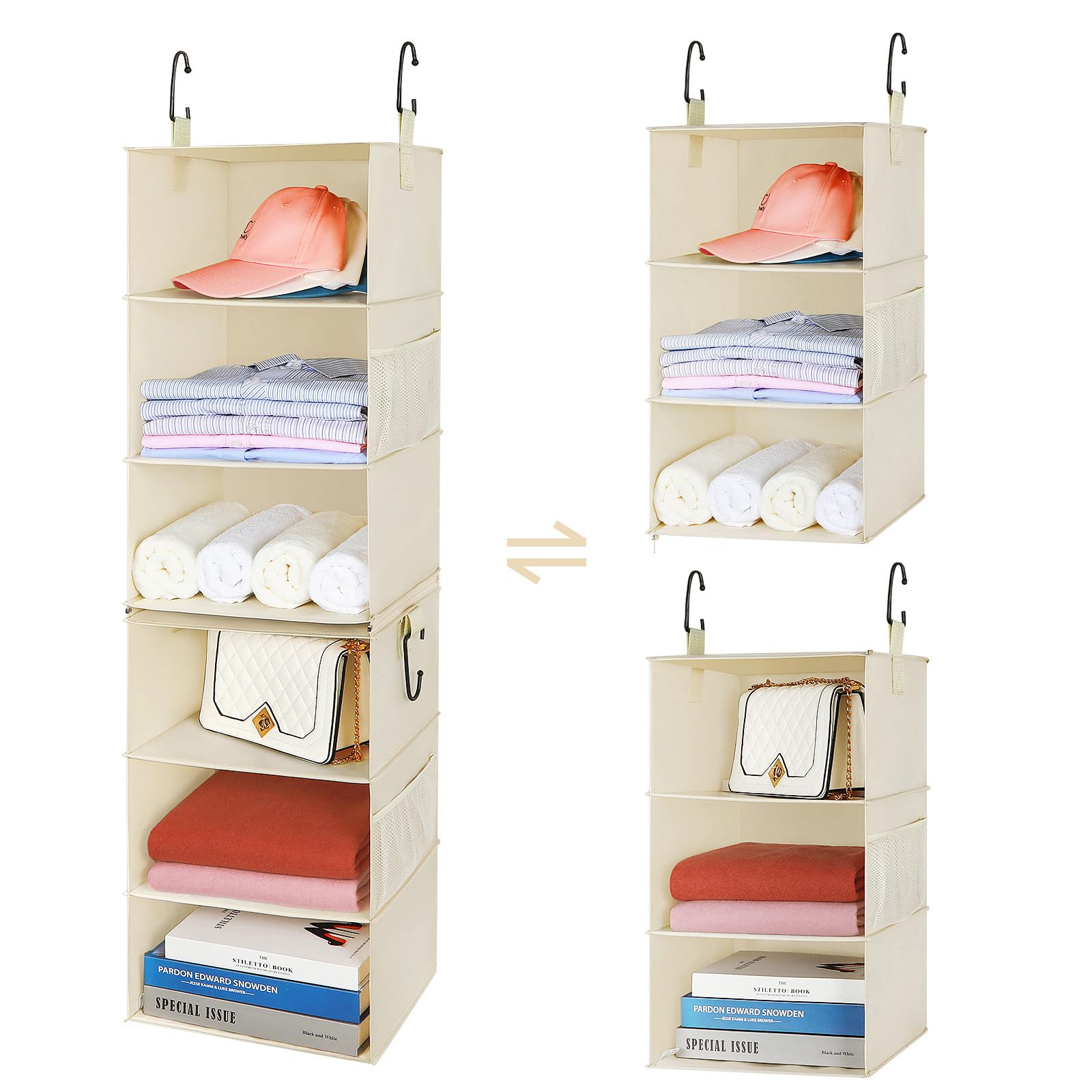 6-Shelf Heavy Duty Hanging Closet Organizer with Pockets - 12