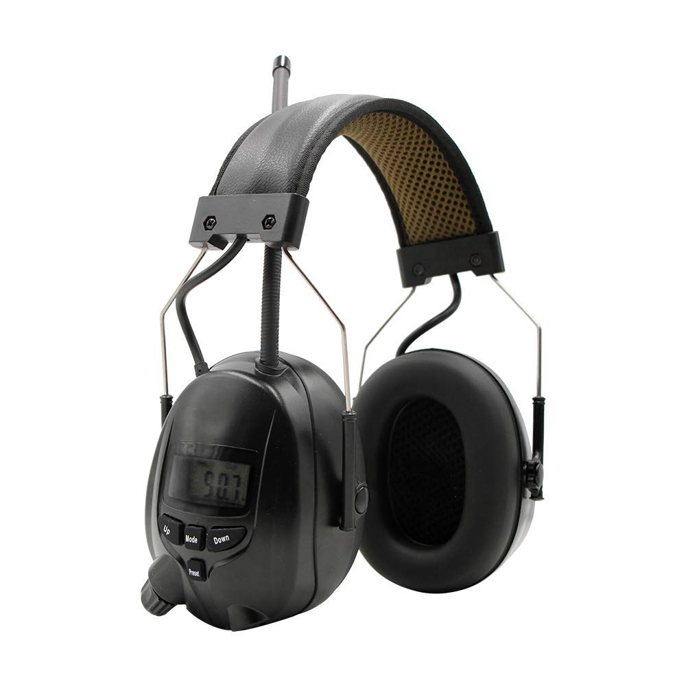 Protear Bluetooth Ear Protection - Noise Cancelling Ear Muffs with NRR 25dB, Rechargeable 1200mAh Battery - Wireless Hearing Protection Headphones for Lawn Mowing, Construction & Shooting Range (Black)
