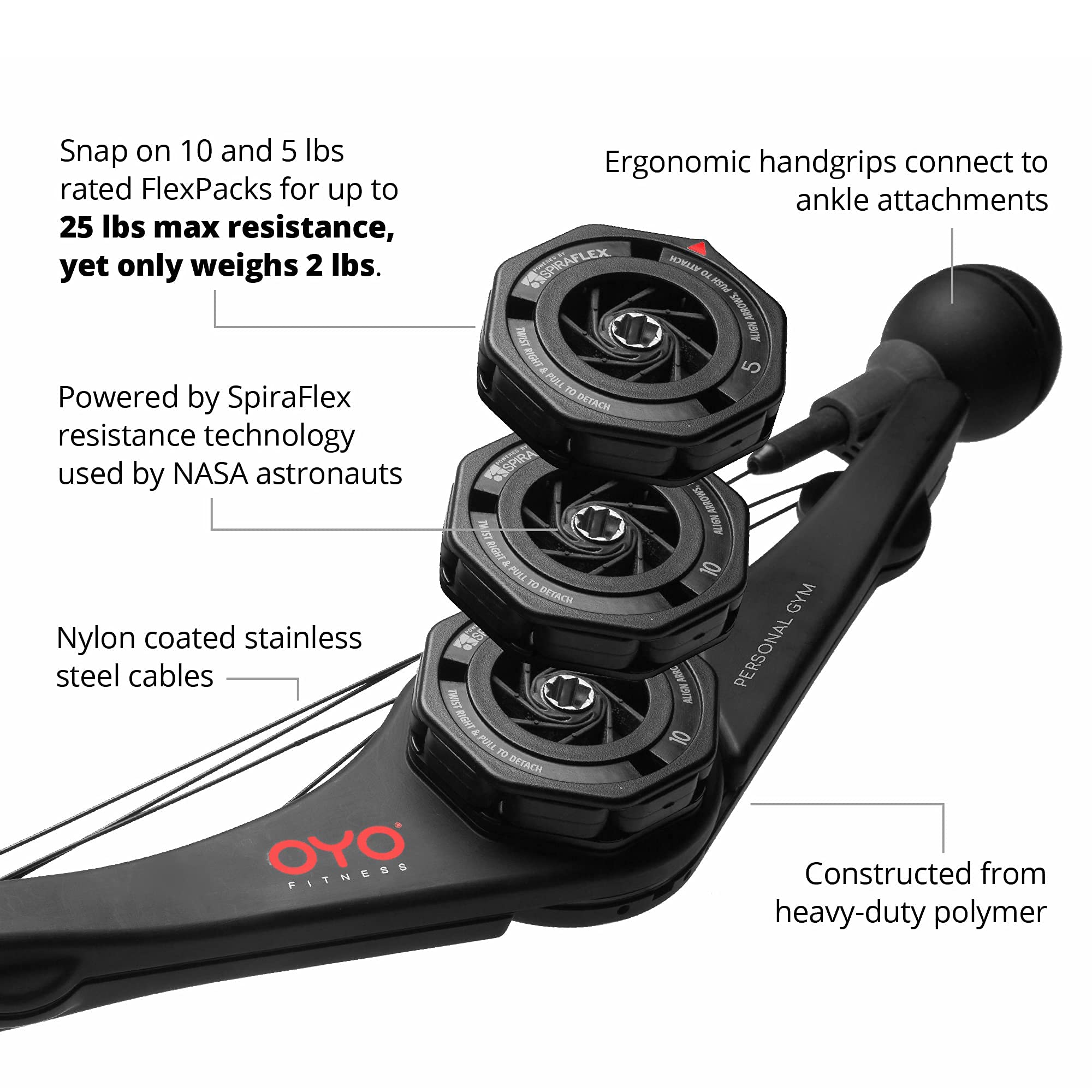 OYO Personal Gym - Full Body Portable Gym with NASA SpiraFlex Resistance Technology - Perfect for Home, Office & Travel Workouts - Compact Fitness Equipment for Strength Training Anywhere
