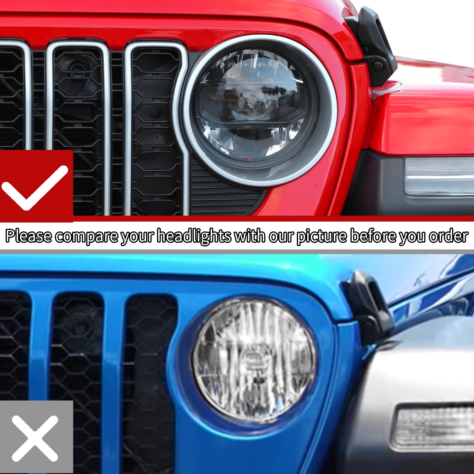 JeCar Carbon Fiber Headlight Trim Covers for 2024 Jeep Wrangler JL/JLU & Gladiator JT - Durable Front Light Bezels & Exterior Accessories - Perfect for Off-Roading, Night Driving & Custom Styling
