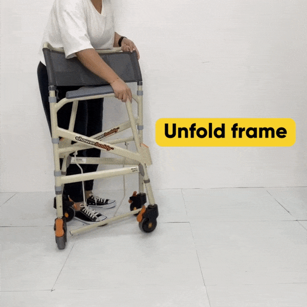 Foldable Shower Commode Chair for Elderly & Disabled - Portable Mobile Shower Stool with Adjustable Height - Ideal for Bathroom Safety & Home Care Use