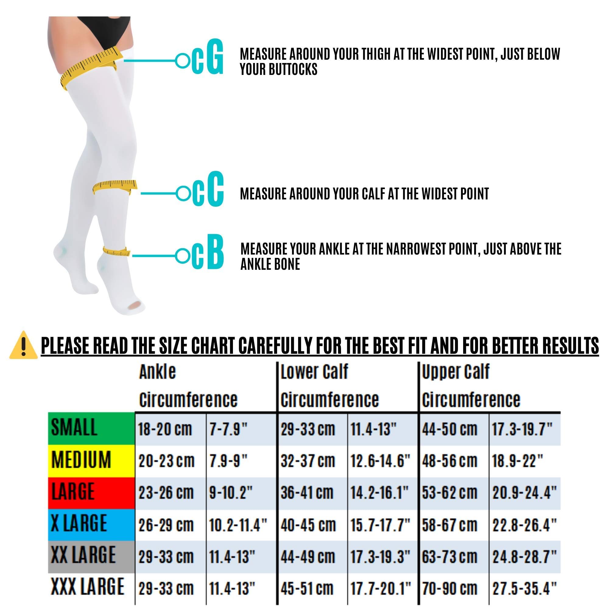 Anti Embolism Compression Stockings for Men & Women - Thigh High TED Hose Socks 15-20 mmHg Moderate Support - Ideal for Travel, Post-Surgery Recovery & Varicose Vein Relief