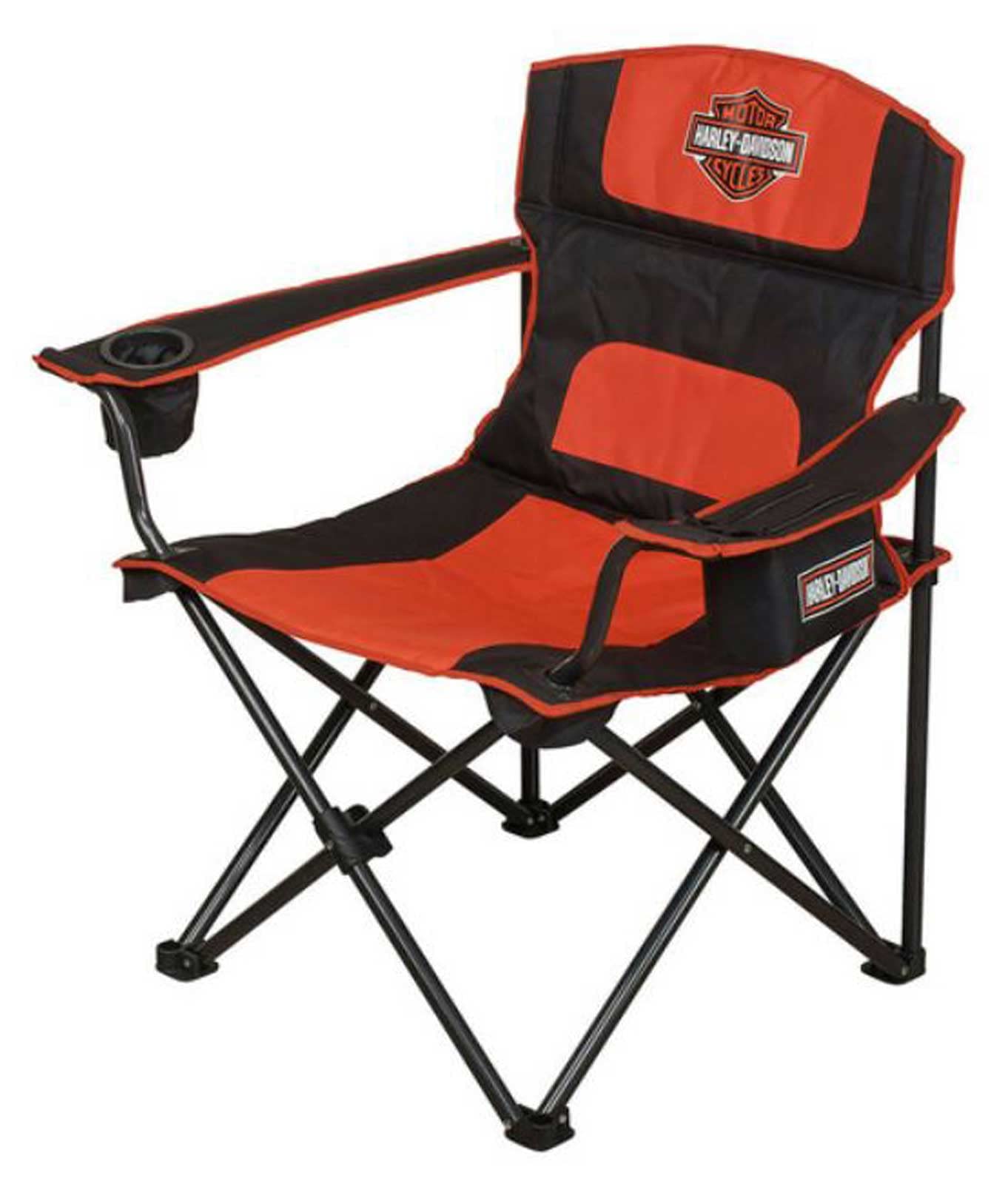 Harley-Davidson Bar & Shield Deluxe Folding Chairs with Carry Bags - Set of 2 Heavy Duty Camping Chairs for Outdoor Events, Tailgating & Backyard BBQs
