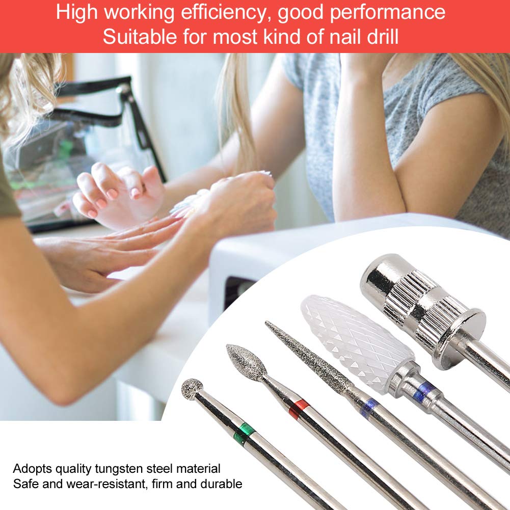 5Pcs Tungsten Steel Nail Drill Bit Set - 3/32 Inch Grinding Head & Cuticle Drill for Professional Manicure & Pedicure | Nail Polish, Gel Polish & Nail Art Tools | Perfect for Salon, Home Use & DIY Nail Care