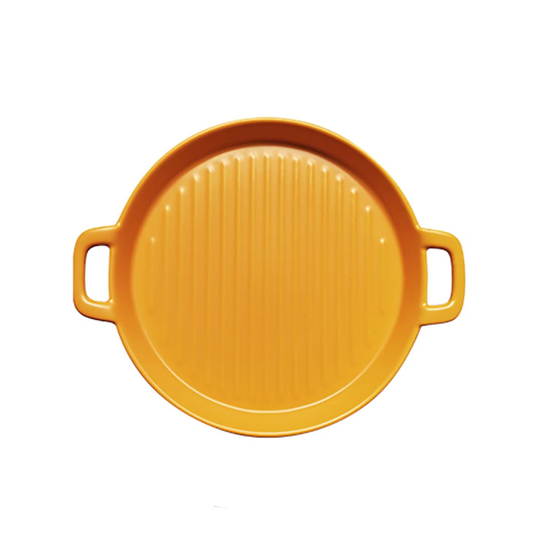 Bicuzat Ceramic Lasagna Pan - 10 Inch Round Baking Dish for Oven to Table, Grill & Serving - Matte Yellow Small Bakeware for Lasagna, Casseroles & Dinner Plates - Perfect for Restaurants, Family Gatherings & Holiday Meals