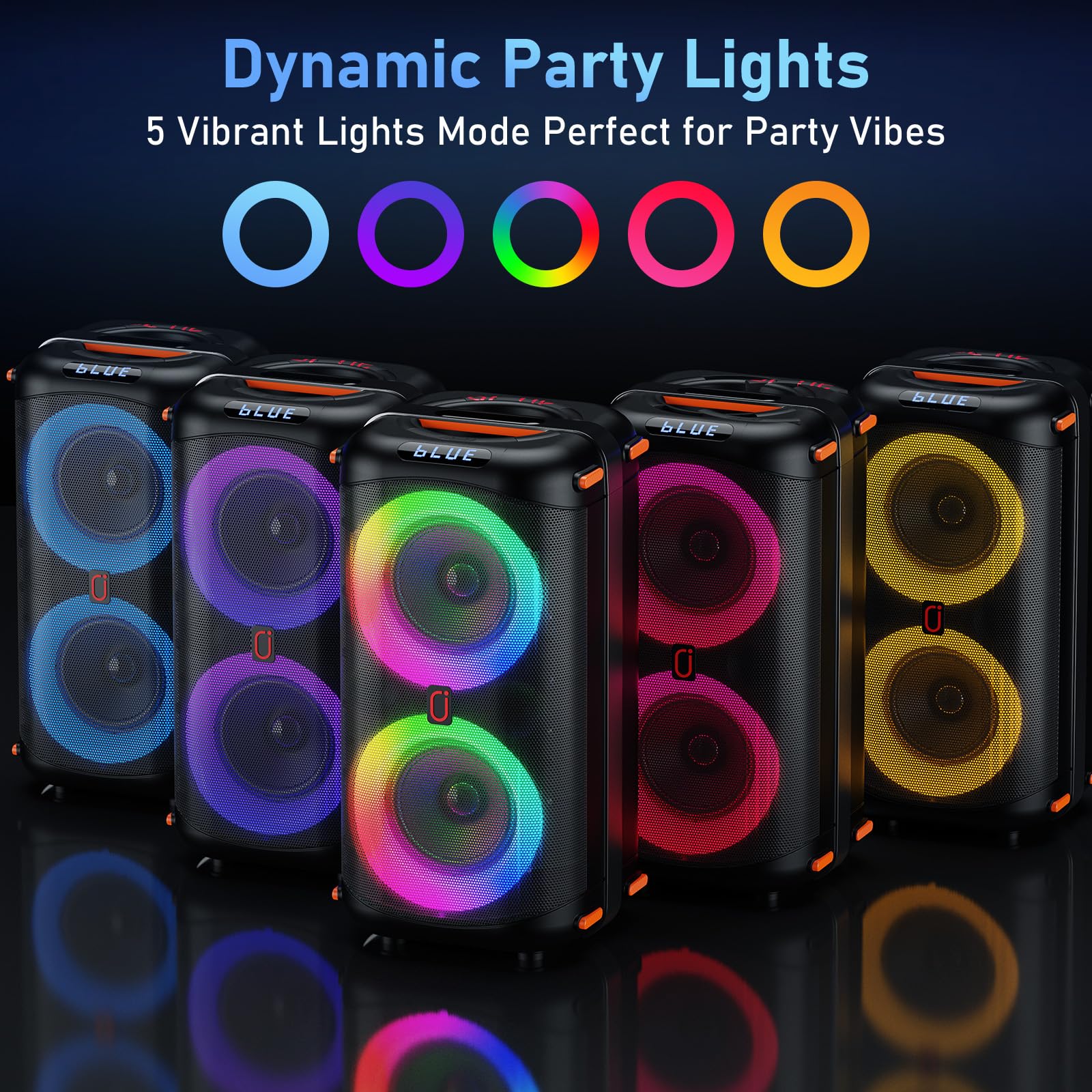 Portable Bluetooth Karaoke Machine with 2 Wireless Microphones | Professional PA System with Disco Lights & Dual 6.5