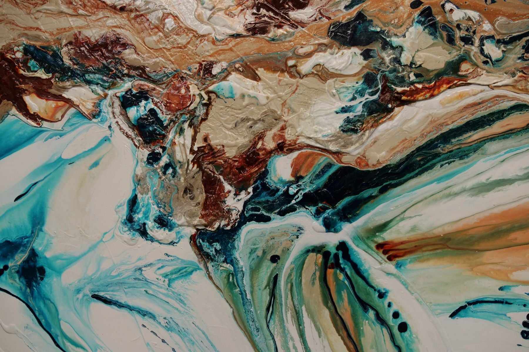 Coastal Rapture 106x47 Inch Teal Oxide White Textured Abstract Canvas Art - Perfect for Living Room, Bedroom or Office Wall Decor