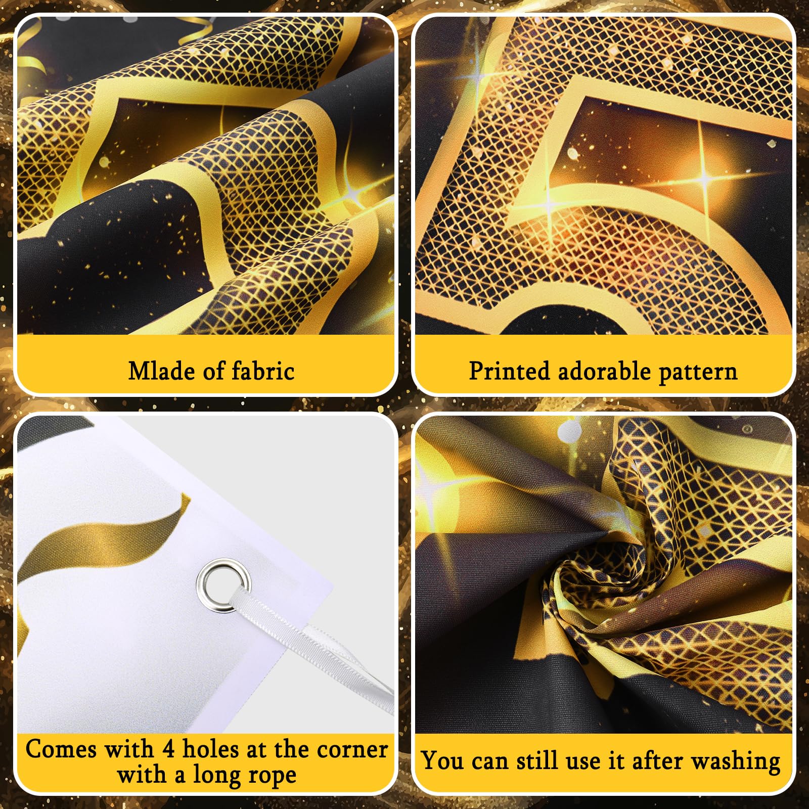 2025 Happy New Year Banner - 72x48 Inch Large Black & Gold NYE Backdrop for Party Decorations | New Year's Eve Party Supplies | Perfect for Home, Office & Event Celebrations