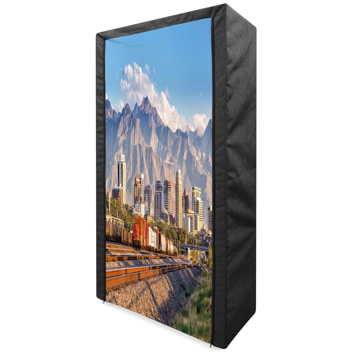 Ambesonne Portable Fabric Wardrobe with Shelves | Utah Skyline Design | 33.5