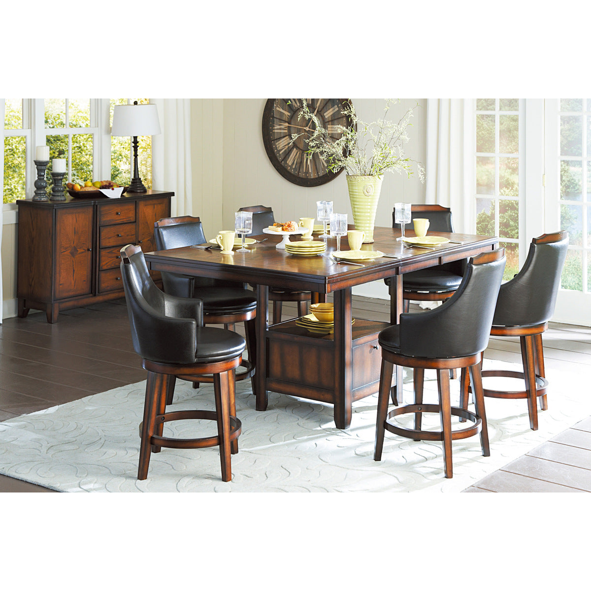 Burnished Oak Swivel Bar Stools - Set of 2 (29
