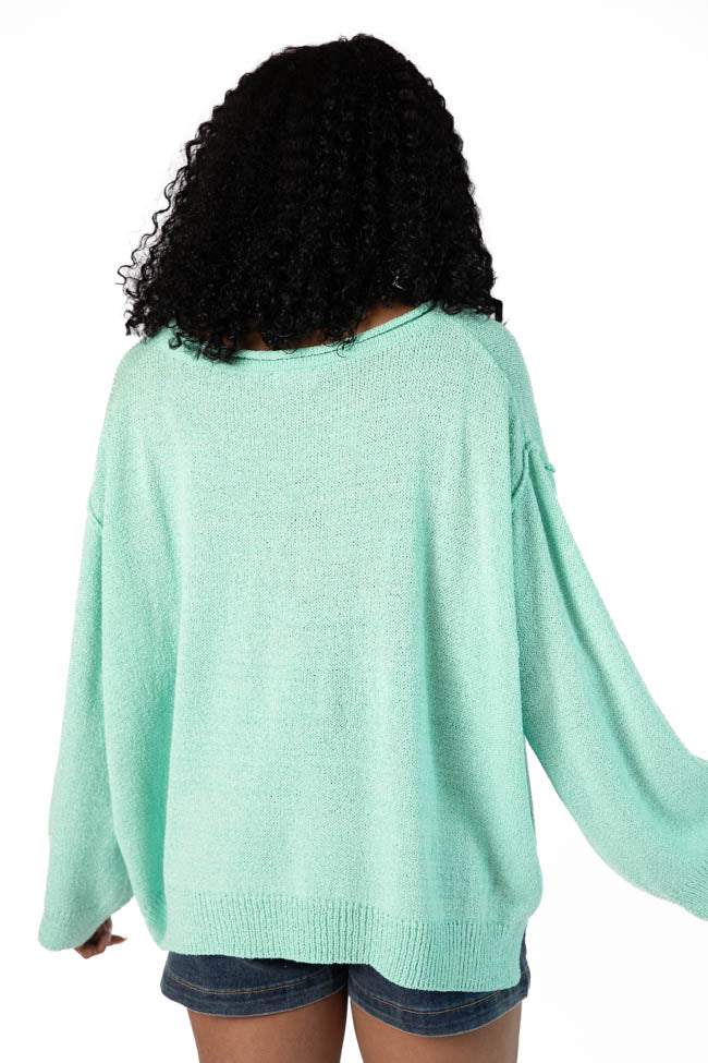 Tell Me Everything Aqua Oversized Pocketed Lightweight Sweater for Women | Cozy Pullover with Pockets | Perfect for Fall & Winter Layering, Casual Outfits and Lounge Wear