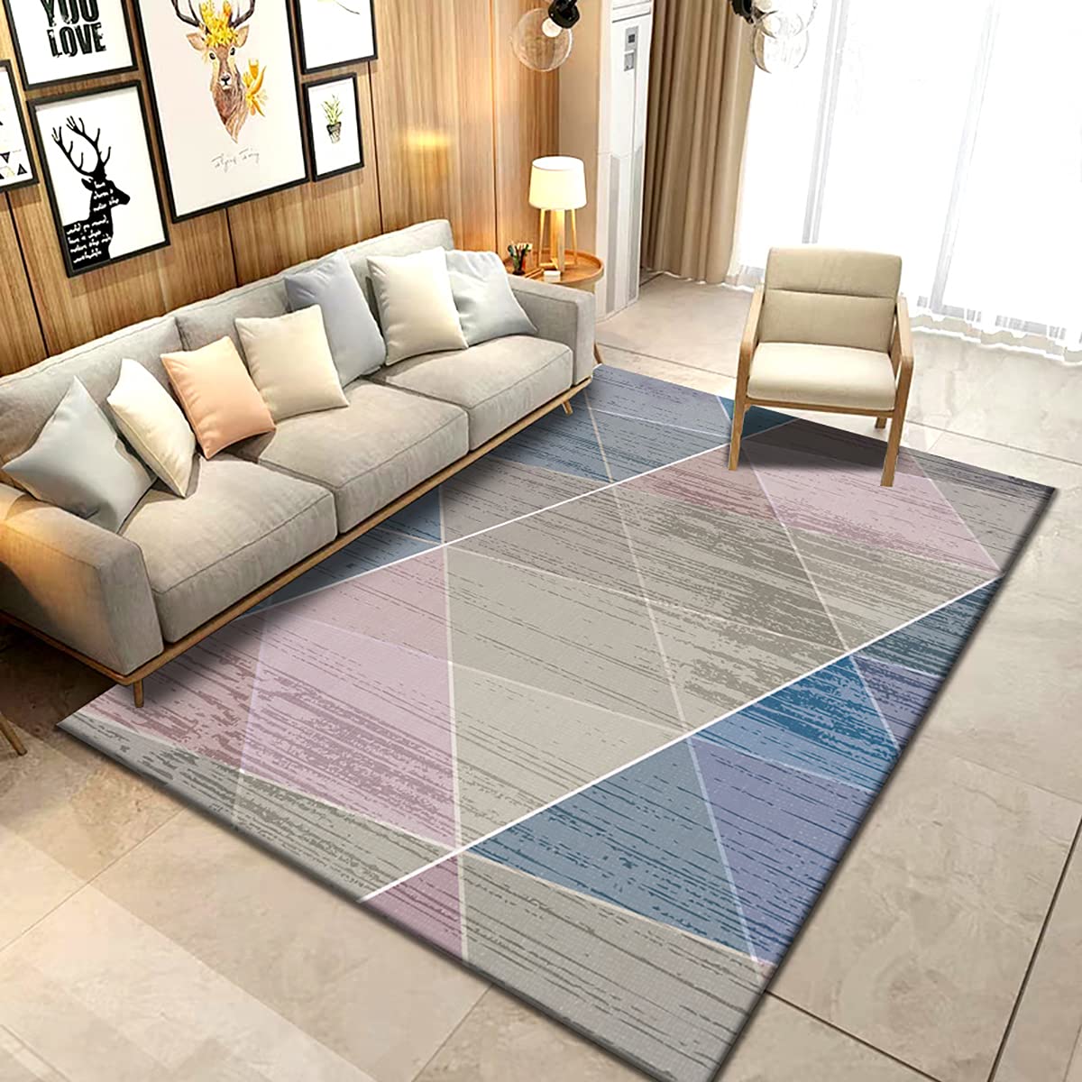 31.5x47.24 Inch Modern Geometric Print Non-Slip Washable Area Rug - Soft Living Room Carpet for Bedroom, Dining Room & Home Decor - Perfect for Cozy Spaces & High-Traffic Areas