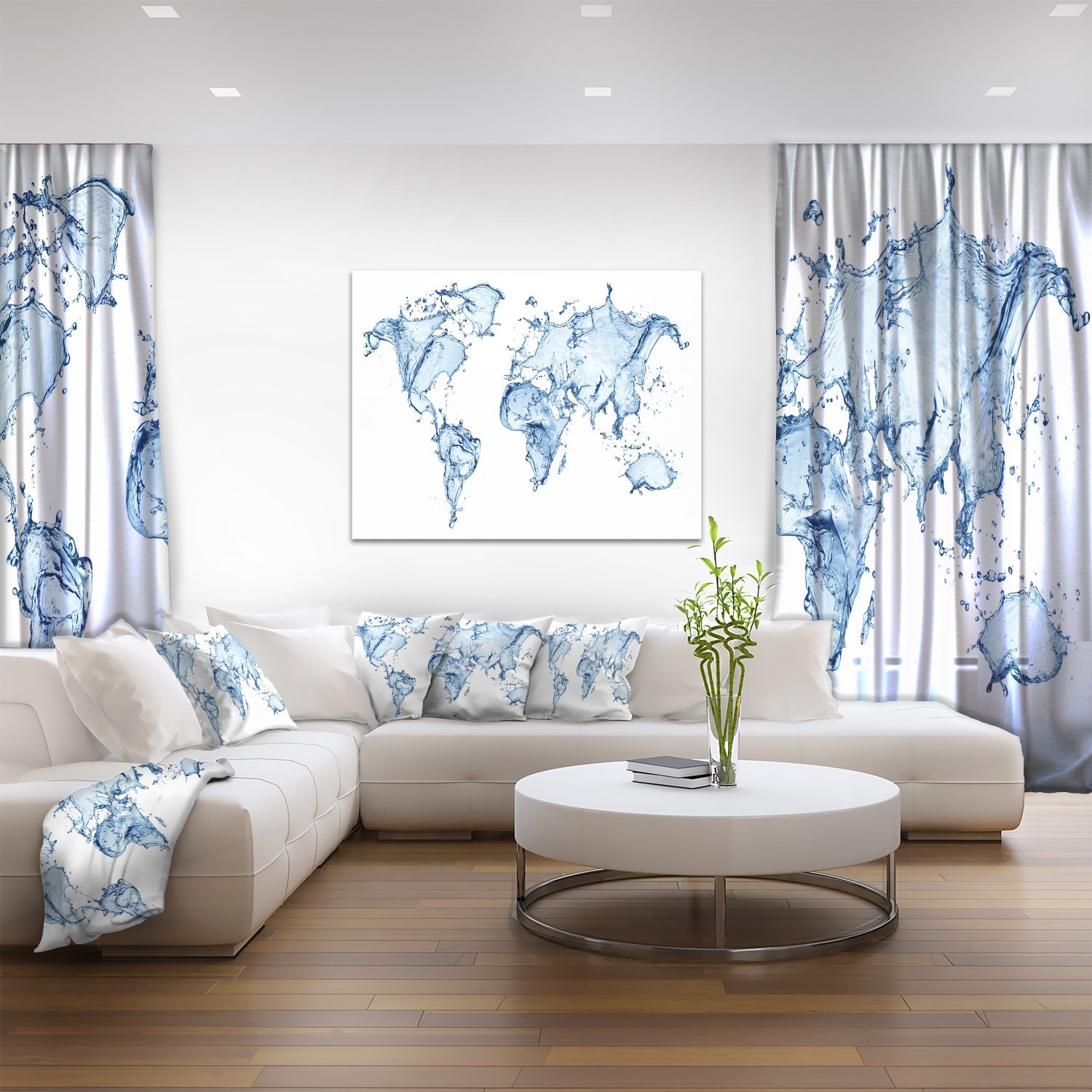 World Map Water Splash Abstract Canvas Art Print - Modern Wall Decor for Living Room, Office & Bedroom