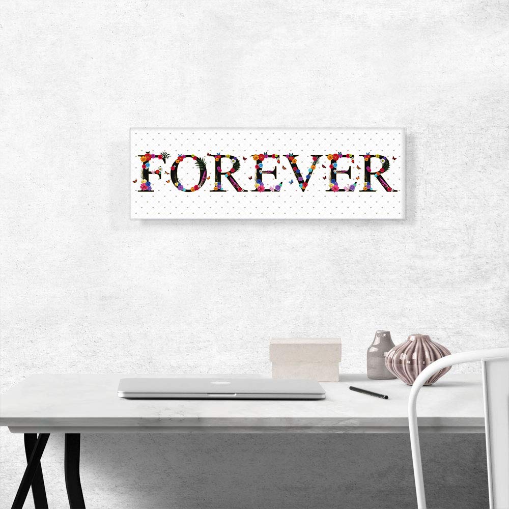 ARTCANVAS FOREVER Floral Canvas Wall Art - 36x12 Inch Stretched Framed Painting, Girls Room Decor, Modern Giclee Print, Ready to Hang - Perfect for Bedroom, Nursery & Teen Room Decor