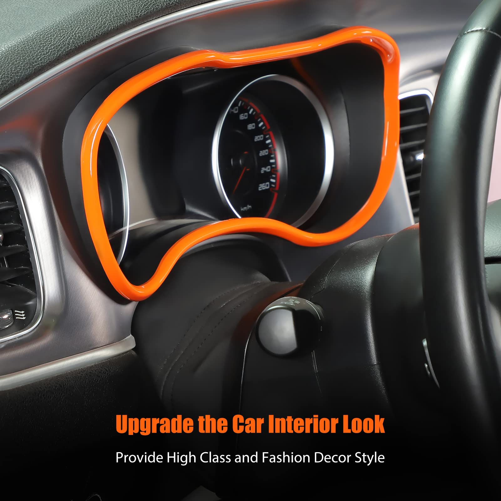 2015-2024 Dodge Charger Dashboard Trim Panel - ABS Orange Interior Accessory for Charger Center Console | Custom Fit Dash Board Instrument Fascia Upgrade | Perfect for Car Enthusiasts & DIY Interior Modifications